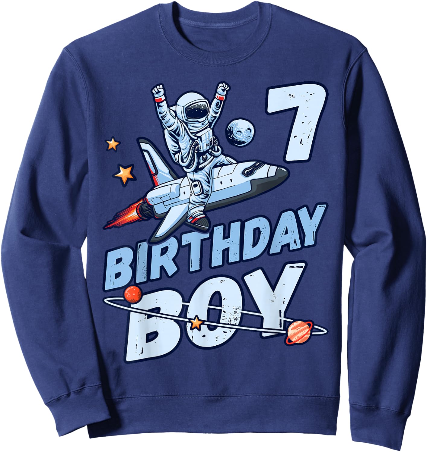 Birthday Girl 7 Years Old Astronaut Sweatshirt - Sweatshirt | Navy
