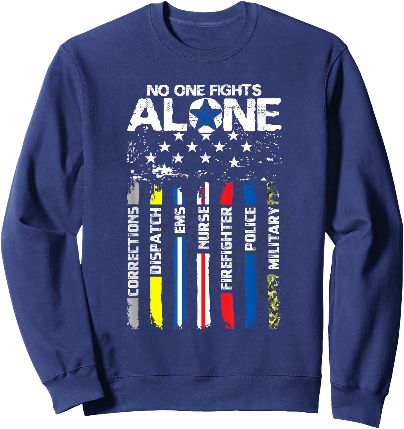 First Responders American Thin Line Police Fire Military EMS Small Sweatshirt - Sweatshirt | Navy