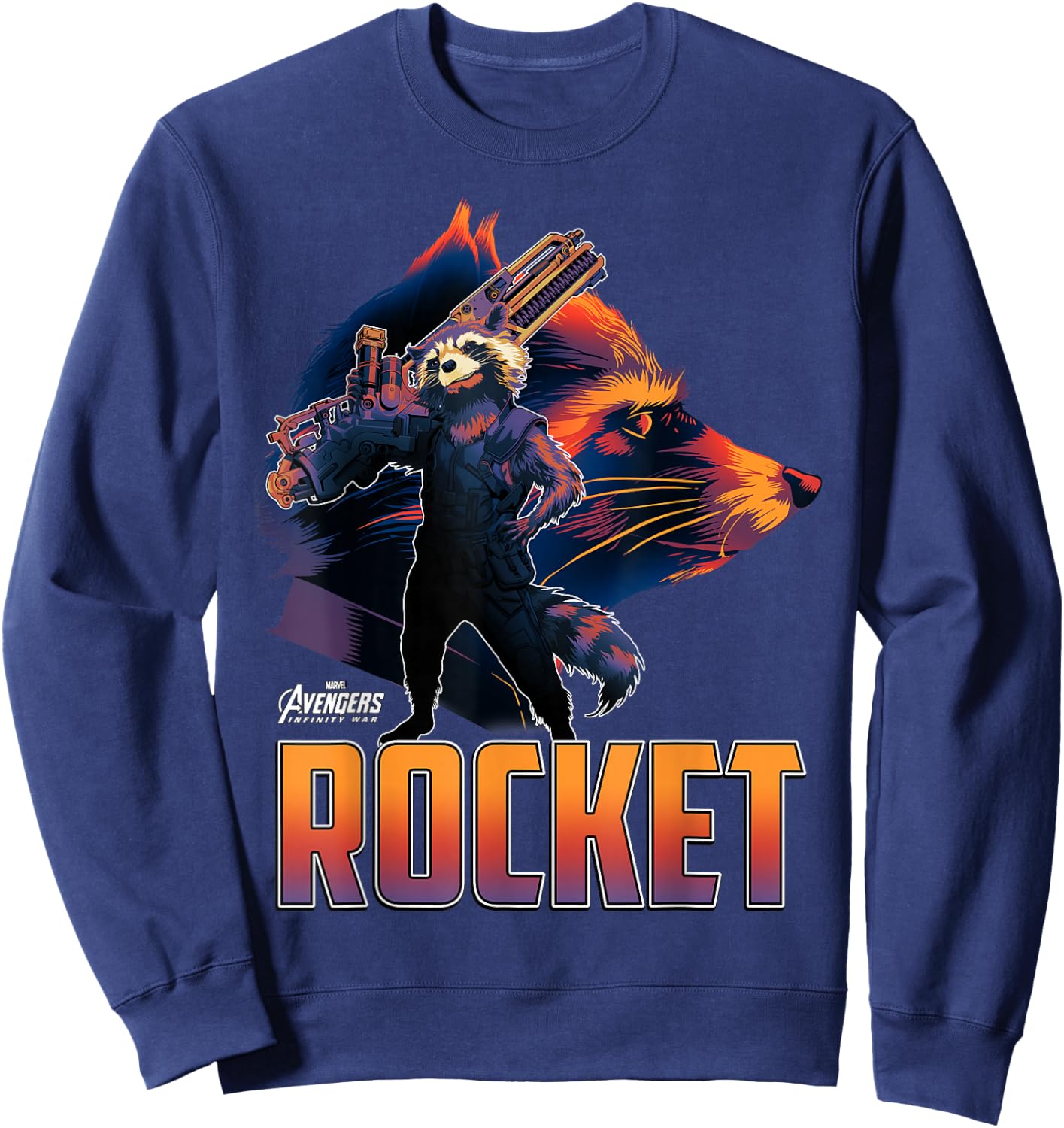 Marvel Infinity War Rocket Head Guardian Profile Portrait Sweatshirt - Sweatshirt | Navy