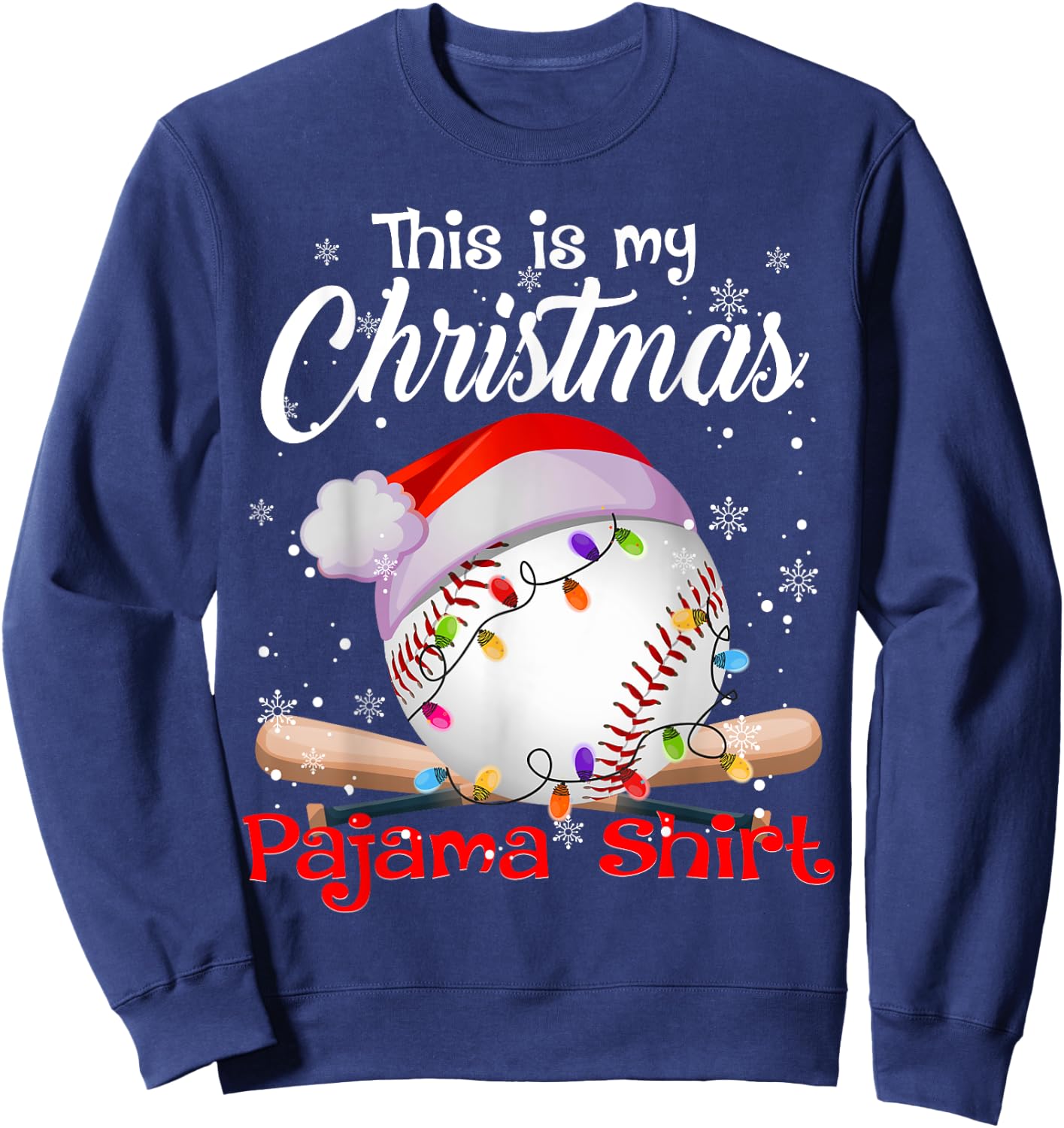 This Is My Christmas Pajama Baseball Sweatshirt - Sweatshirt | Navy