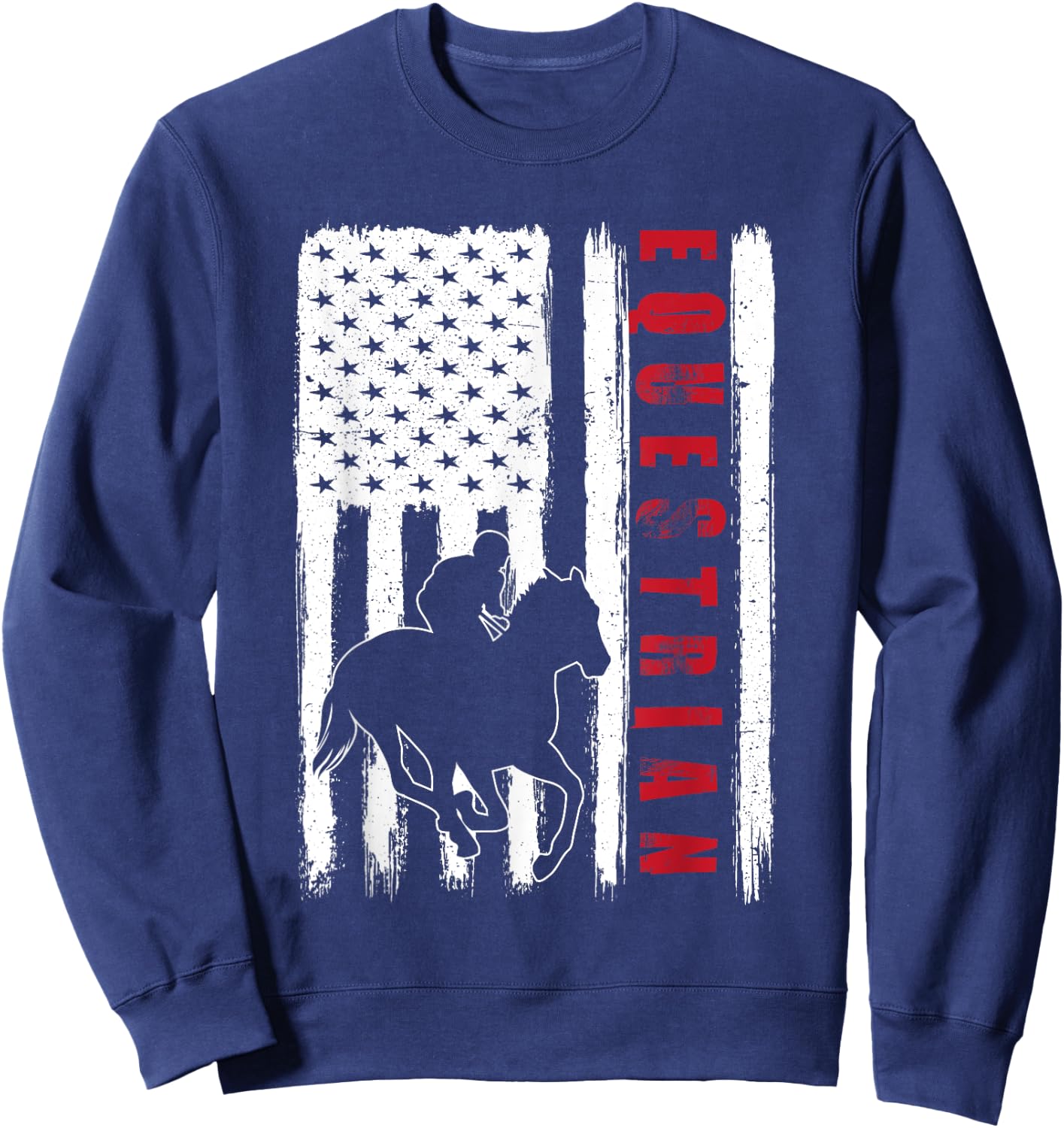 USA Equestrian team American flag US Horses rider men women Sweatshirt - Sweatshirt | Navy