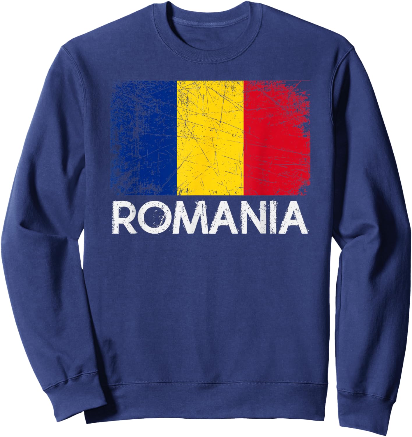Romanian Flag | Vintage Made In Romania Gift Sweatshirt - Sweatshirt | Navy