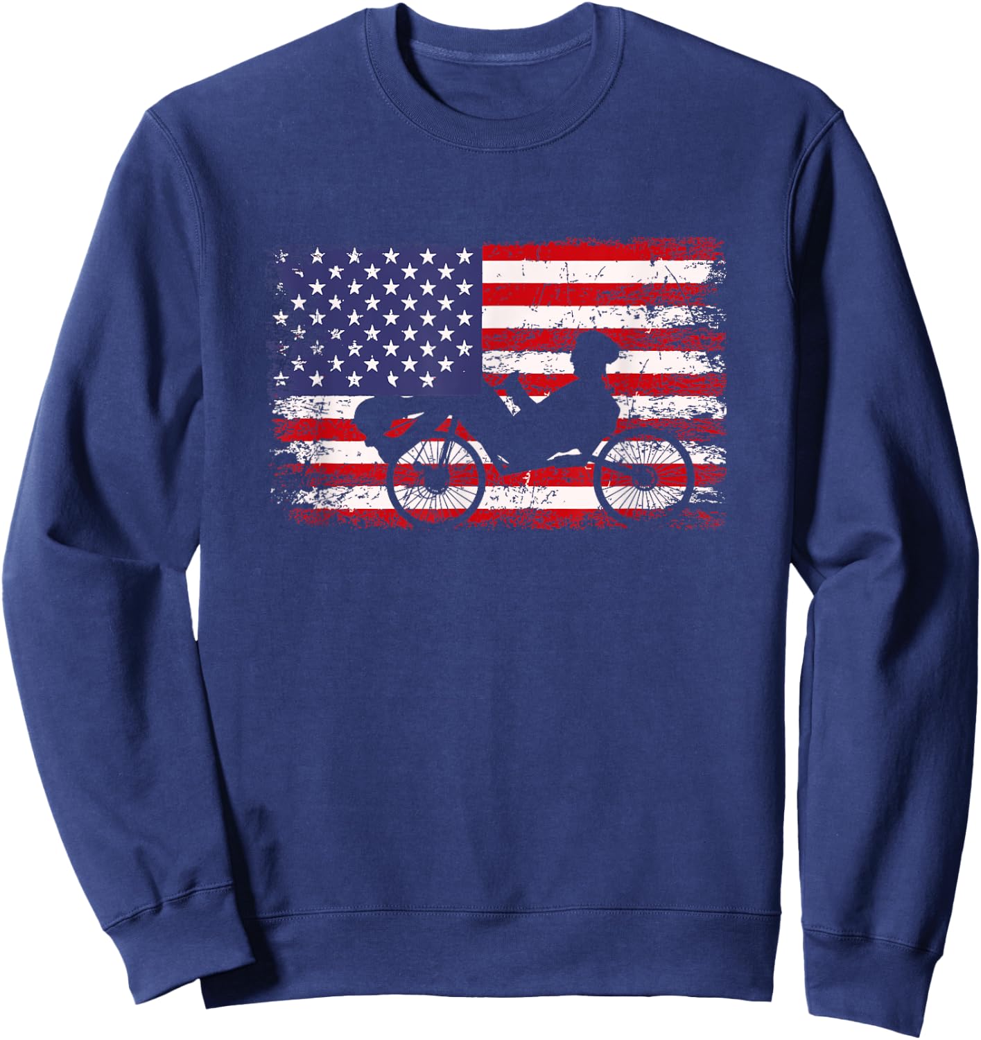 Recumbent Bike American Flag, Recumbent Bike Sweatshirt - Sweatshirt | Navy