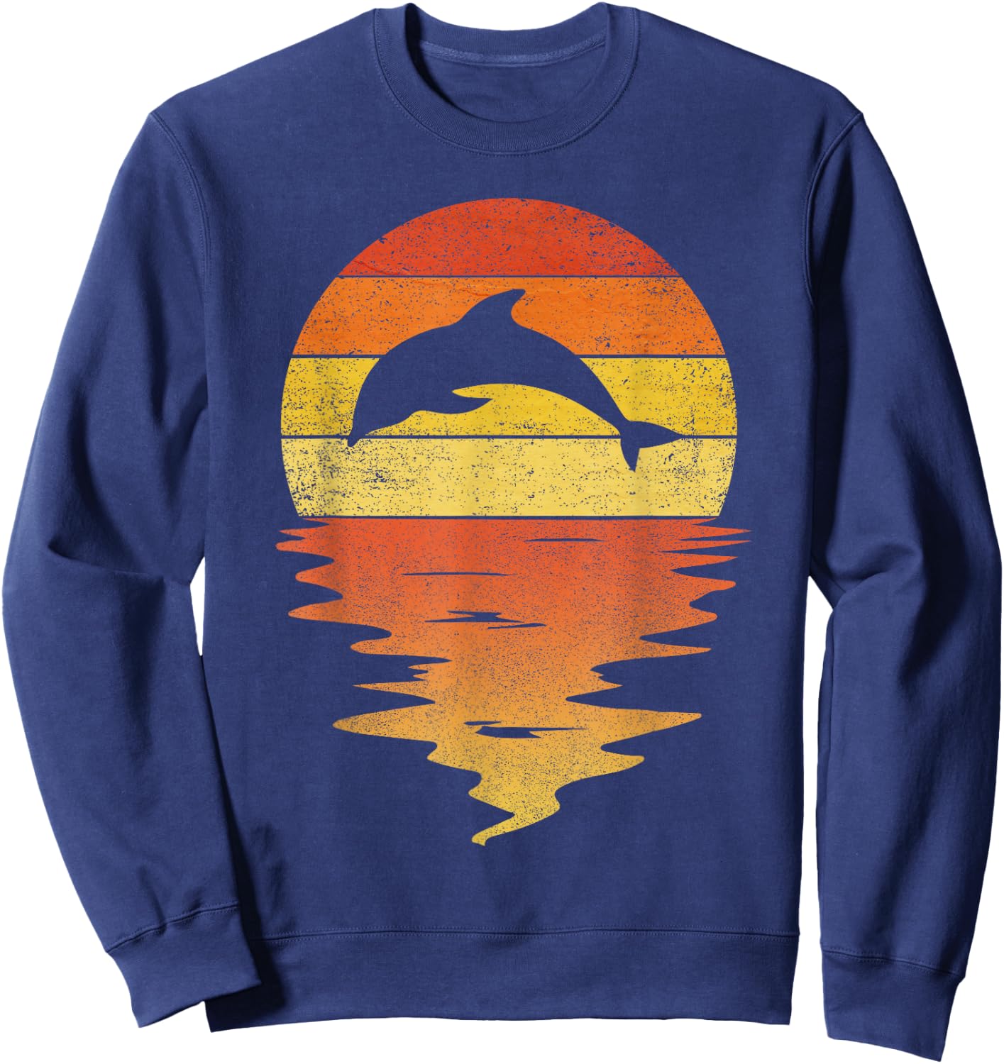 Dolphin shirt 70s vintage retro sunset Dolphin Zookeeper Sweatshirt - Sweatshirt | Navy