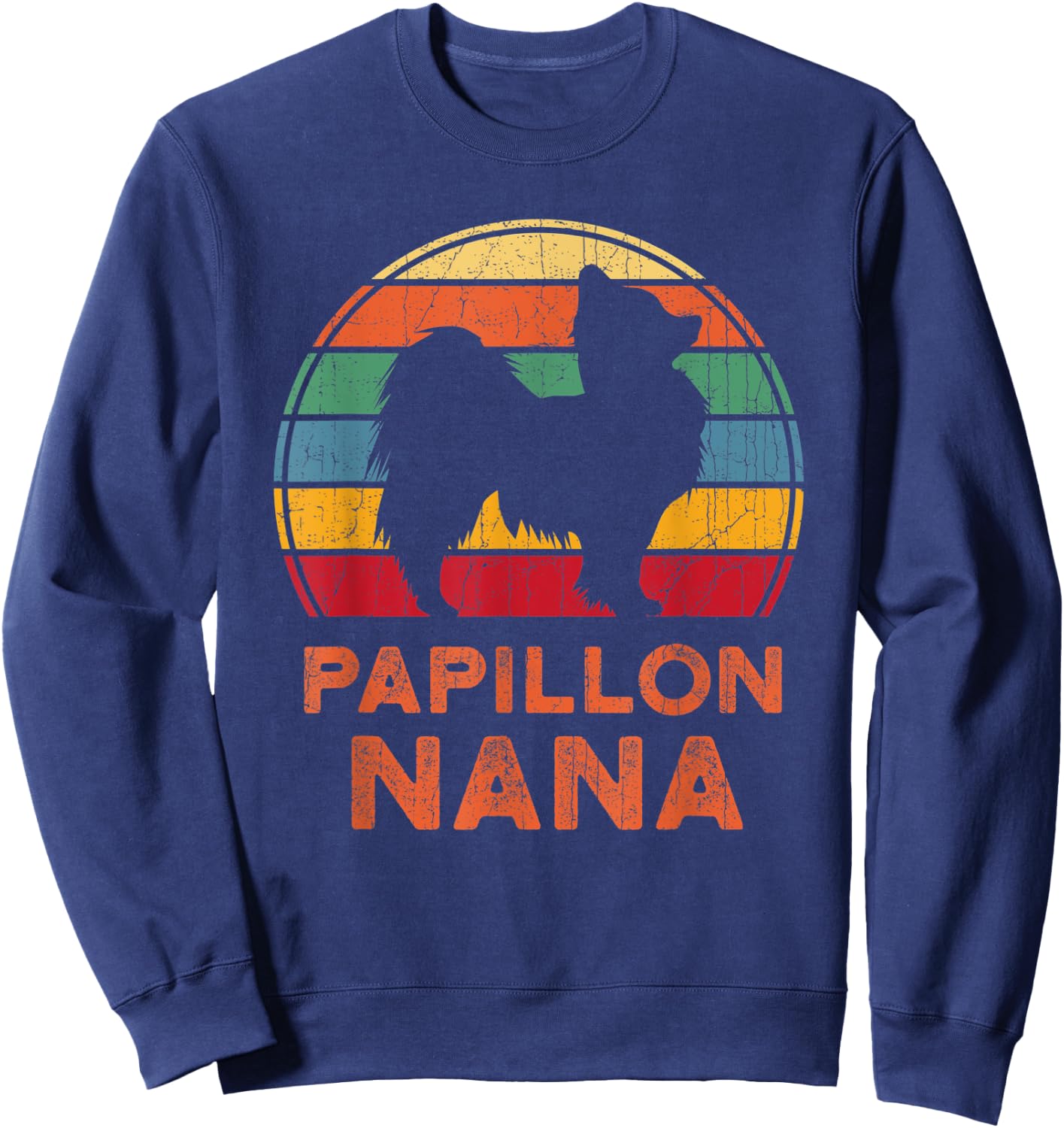 Retro Style Papillon Grandma Dog Nana Grandmother Pet Owner Men Women Sweatshirt - Sweatshirt | Navy