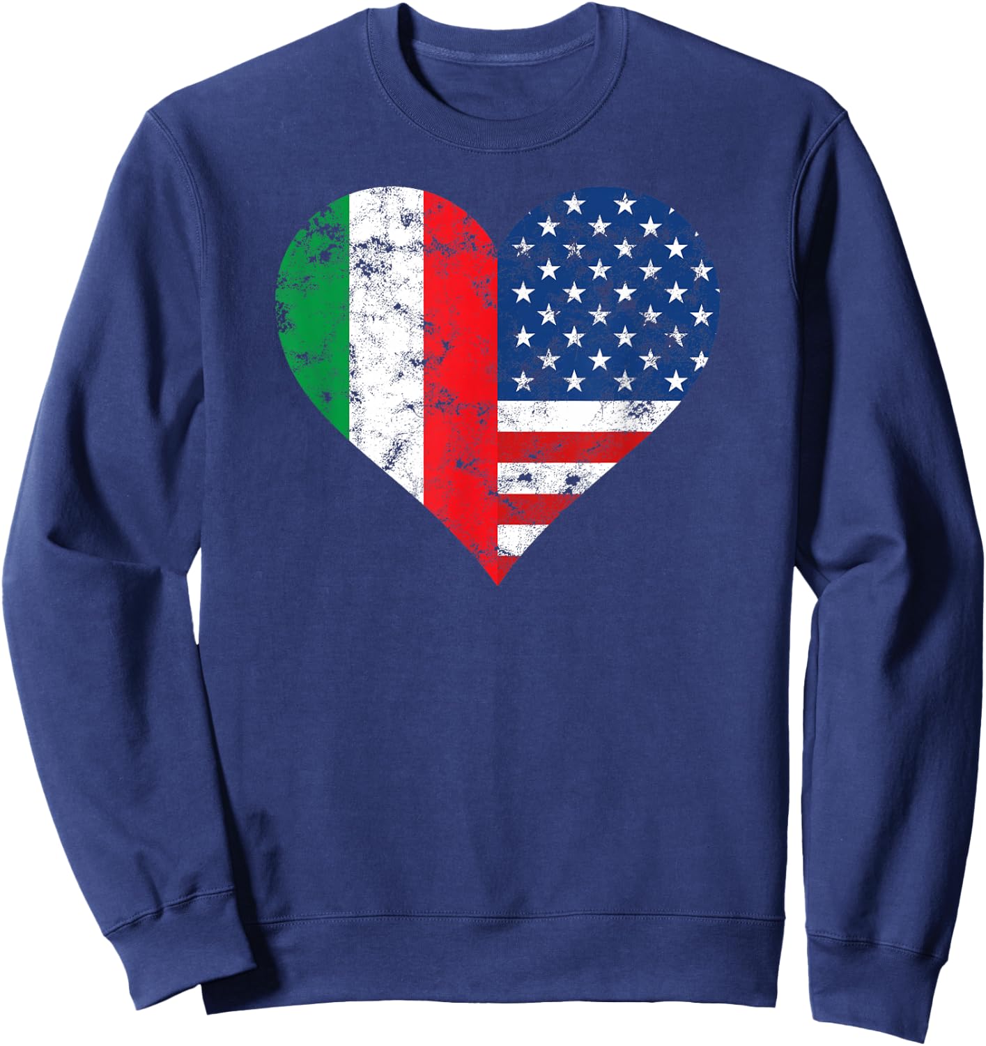 Italy USA Heart Flag for Italian Americans Sweatshirt - Sweatshirt | Navy