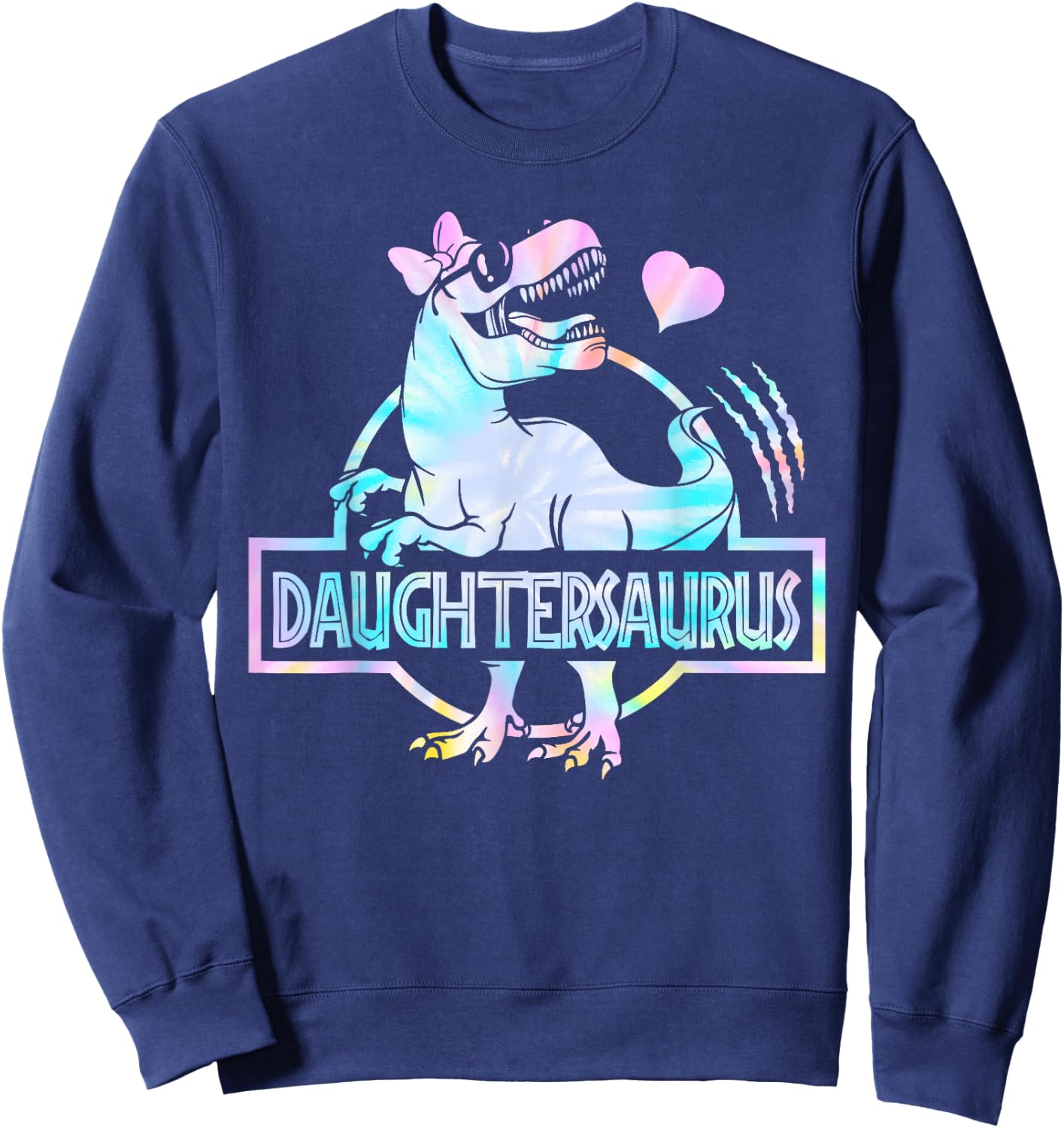 Daughtersaurus T Rex Dinosaur Daughter Saurus Family Sweatshirt - Sweatshirt | Navy
