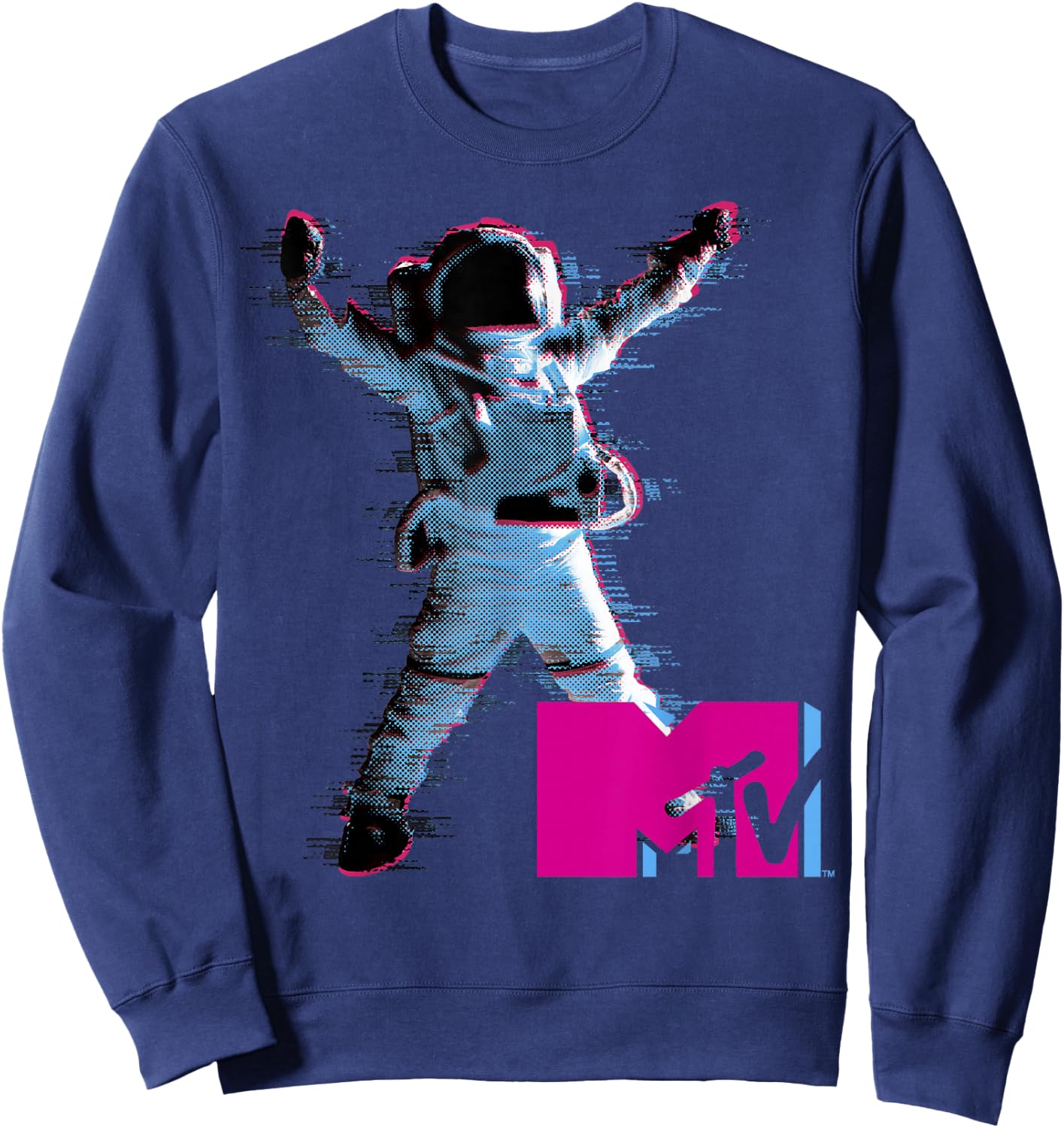 MTV VMA Astronaut Static Distorted Victory Pose Sweatshirt - Sweatshirt | Navy