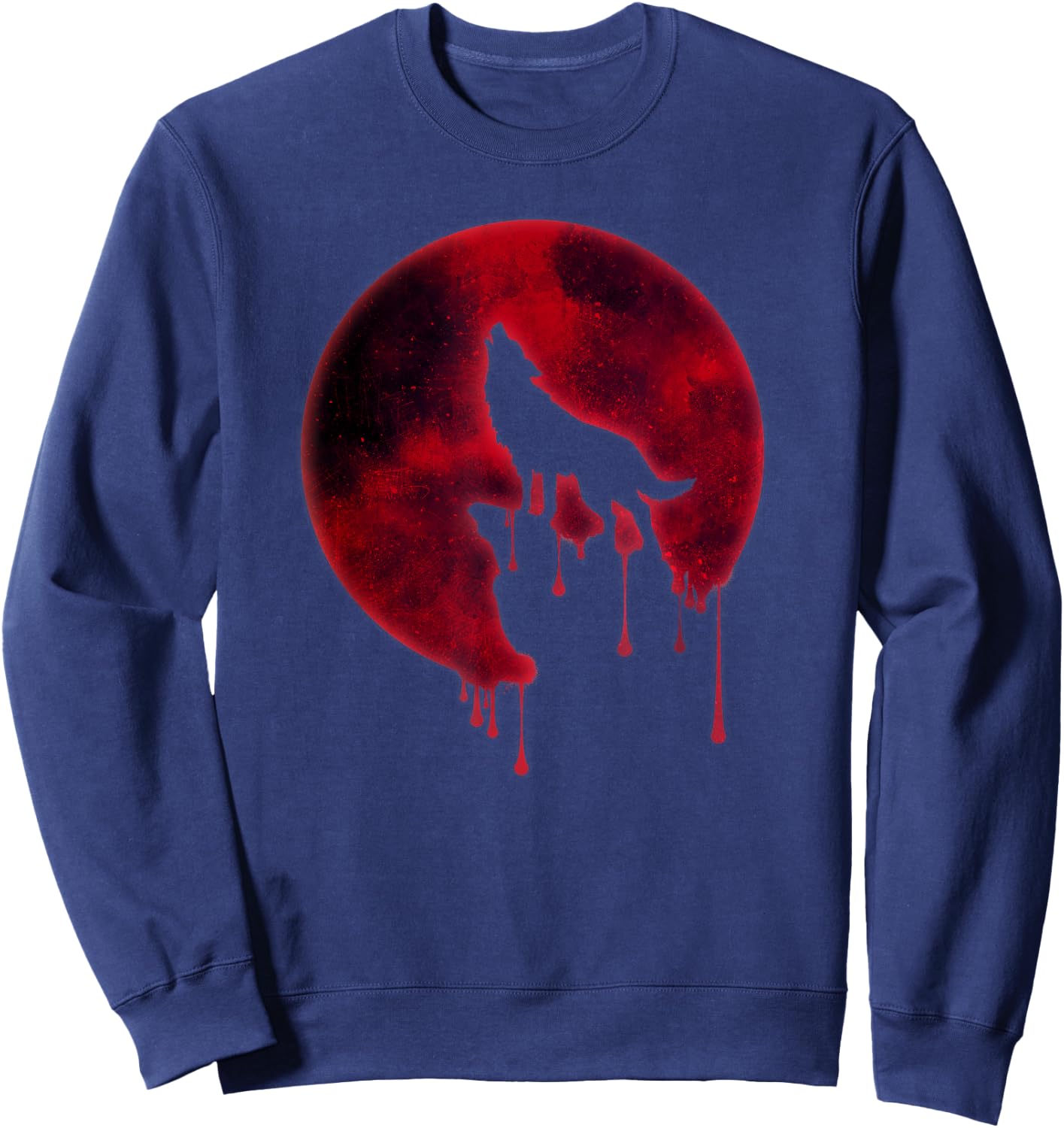 Full Moon Howling Wolf Galaxy Blood Moon Eclipse Sweatshirt - Sweatshirt | Navy