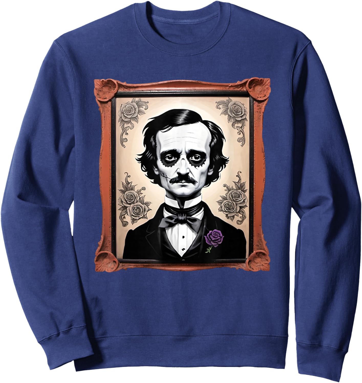 Edgar Allen Poe Day of The Dead Face paint Portrait Sweatshirt - Sweatshirt | Navy