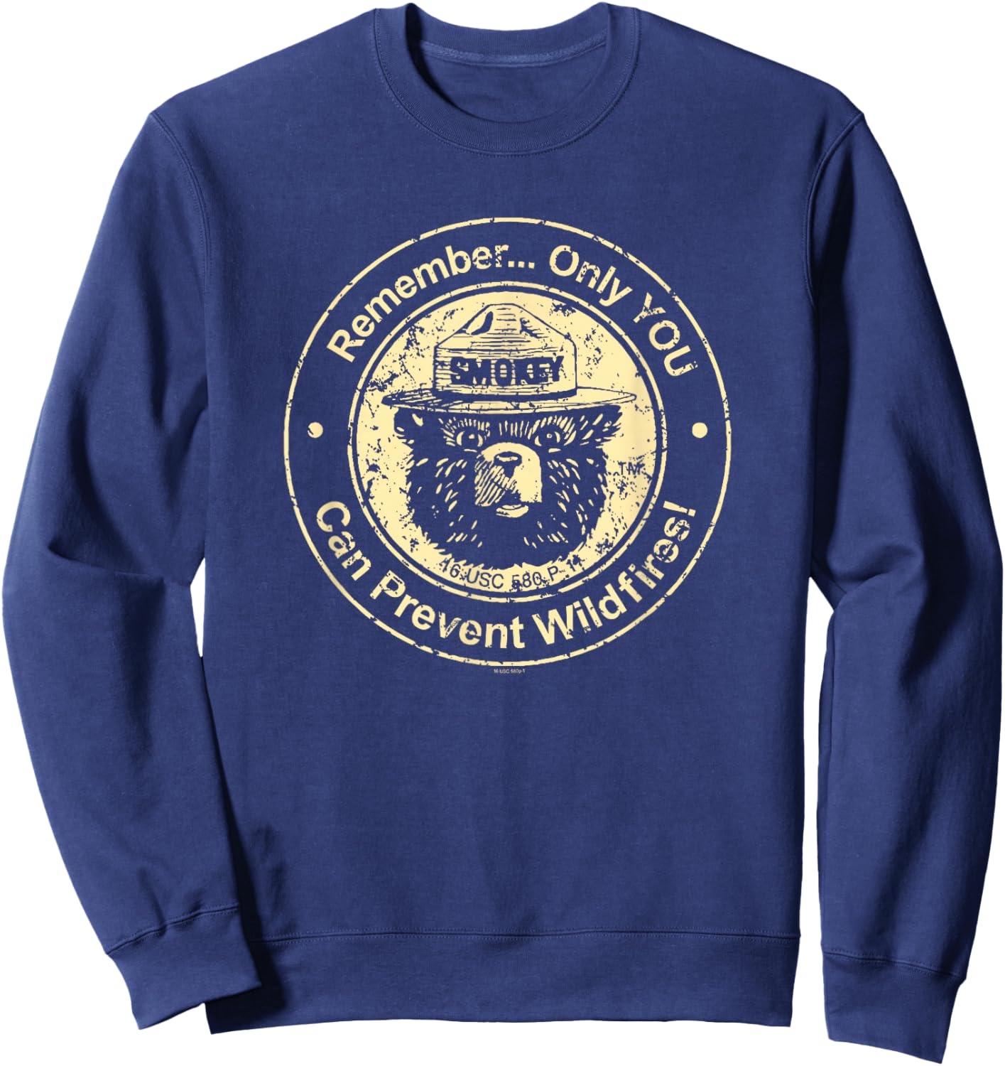 Smokey Bear Only You Can Prevent Wildfires Vintage Seal Sweatshirt - Sweatshirt | Navy