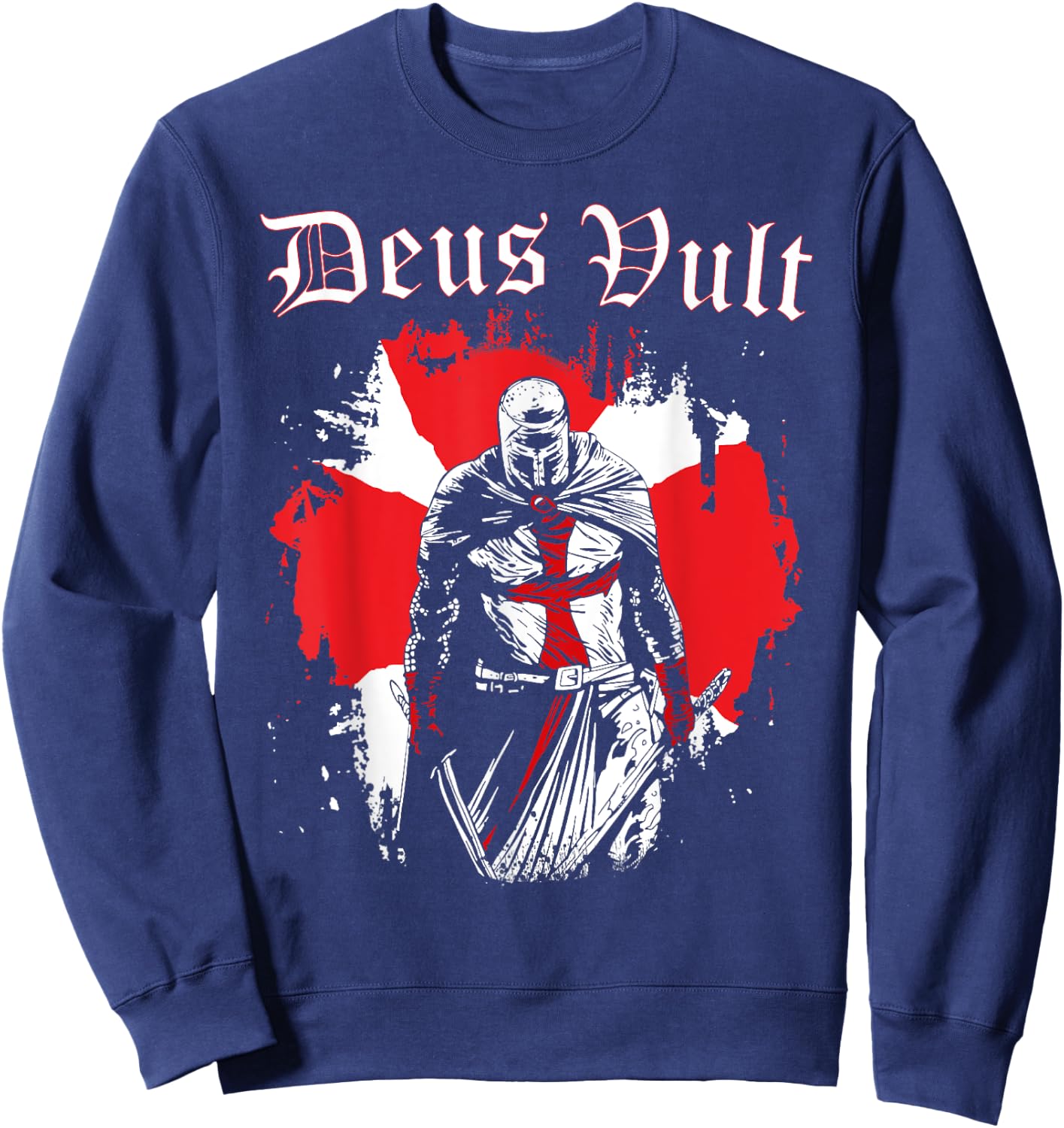 Warrior Knight Templar Crusader Medieval Deus & Vult Sweatshirt - Sweatshirt | Navy