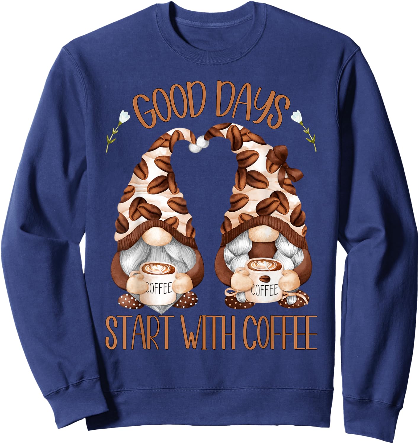Cute Coffee Gnomes Who Loves Coffee & Gnomies Sweatshirt - Sweatshirt | Navy
