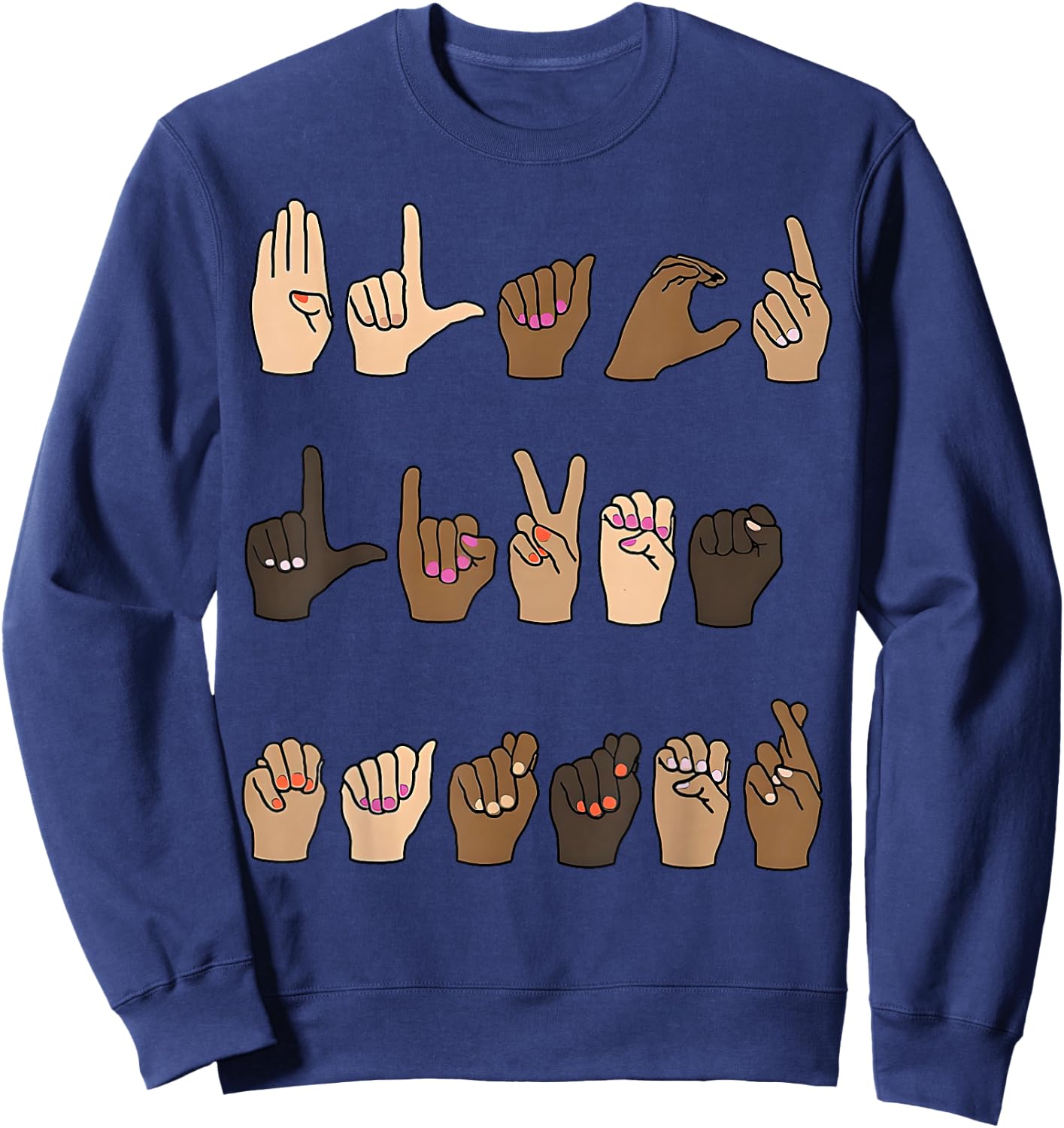 Black Lives Matter ASL Sign Language Hand Signs Deaf & Mute Sweatshirt - Sweatshirt | Navy