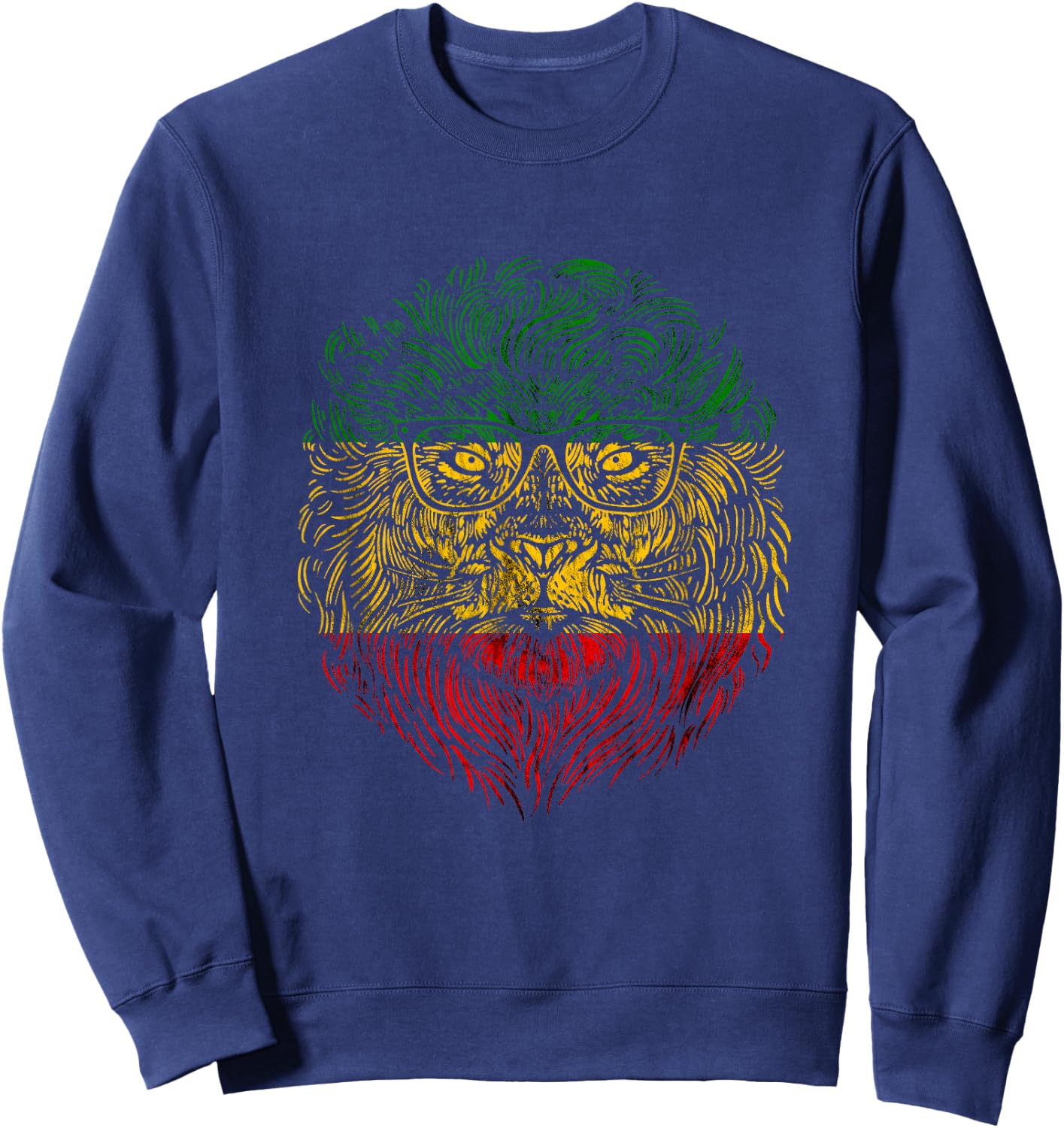 Regga Lion Of Judah Rasta Jamaica Etophian Lion Rastafarian Sweatshirt - Sweatshirt | Navy