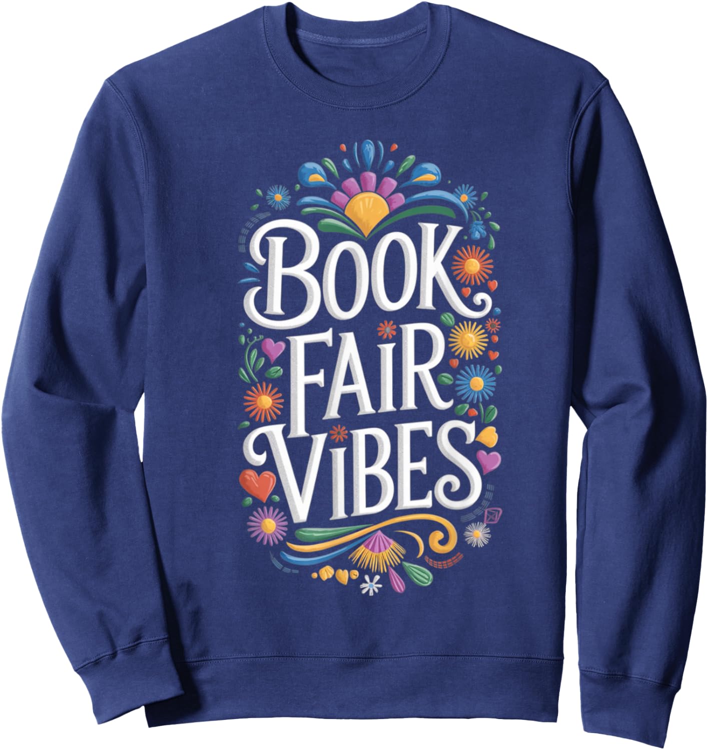 Book Fair Vibes Groovy 70s Retro School Librarian Sweatshirt - Sweatshirt | Navy
