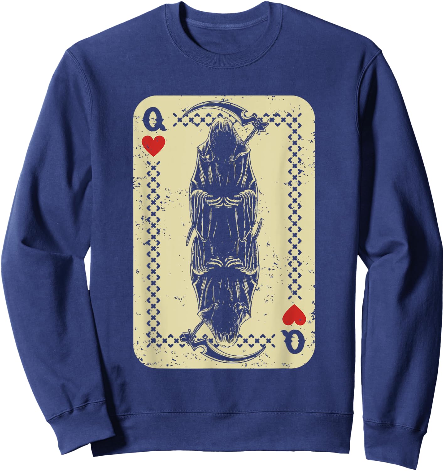 Santa Muerte Calavera Mexico Skeleton Poker Card Death Queen Sweatshirt - Sweatshirt | Navy