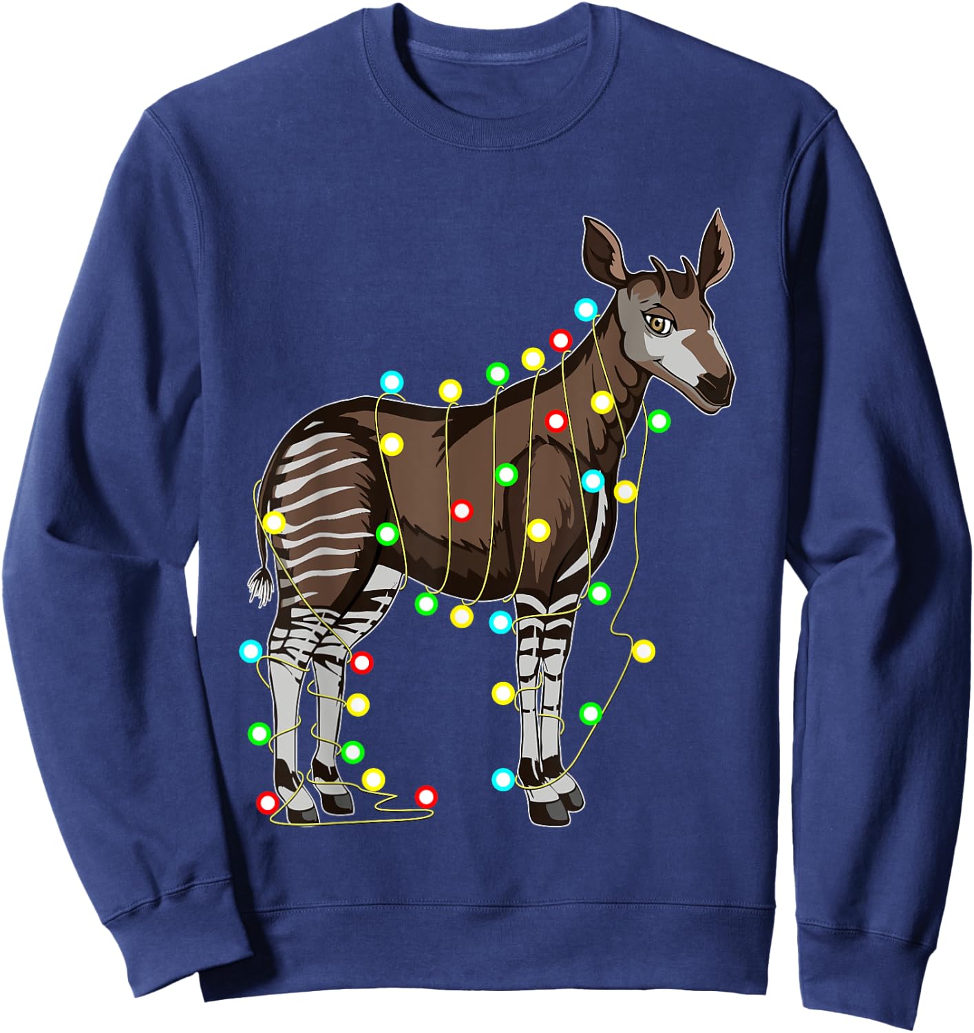 Funny Christmas Okapi Lover by Funny Christmas Okapi Gifts Tizy Apparel - -Adults and Kids - Black - Short Sleeve - Size Small Sweatshirt - Sweatshirt | Navy