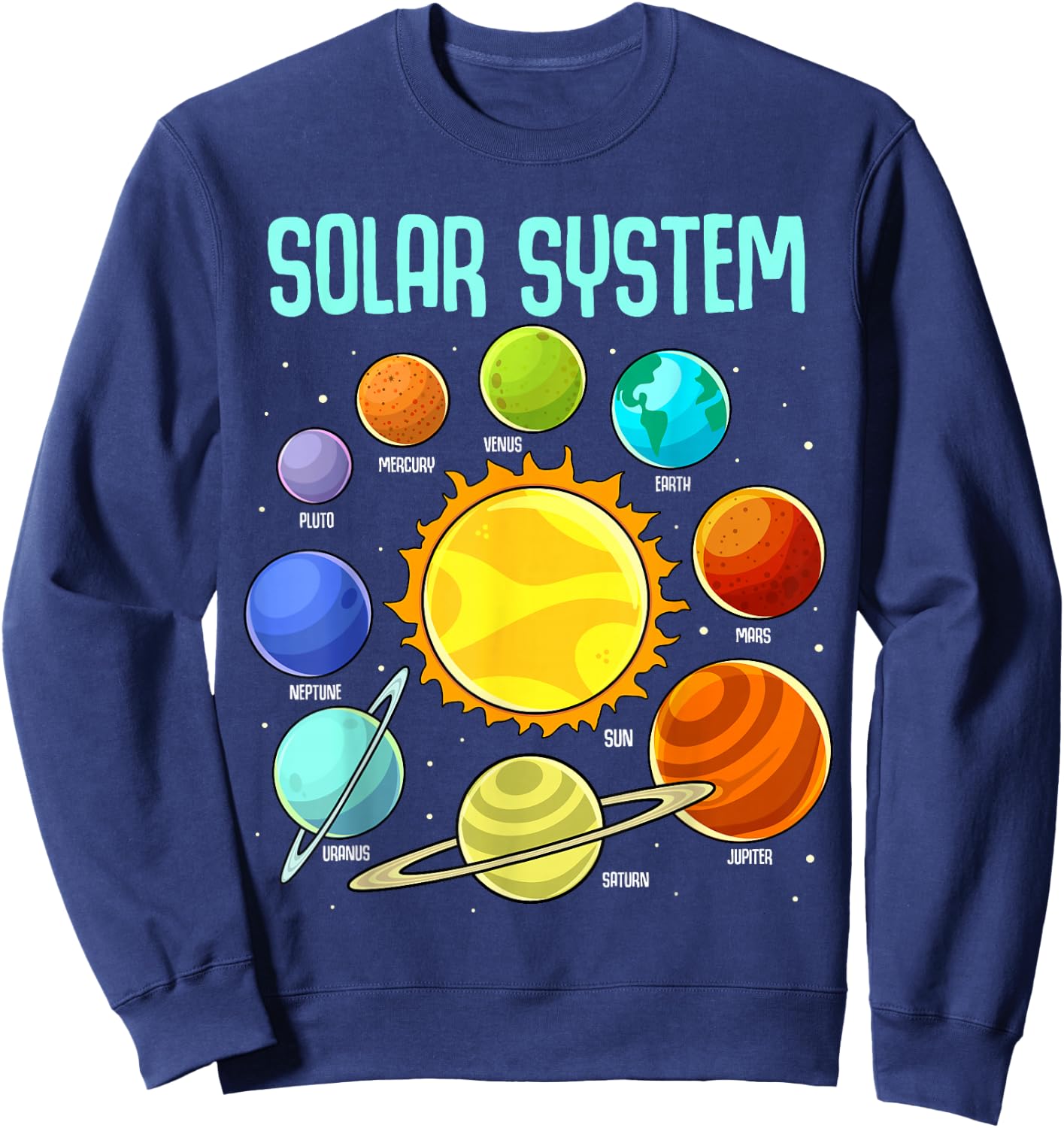 Solar Systems Planets Science Space Boys Girls STEM Colorful Sweatshirt - Sweatshirt | Navy