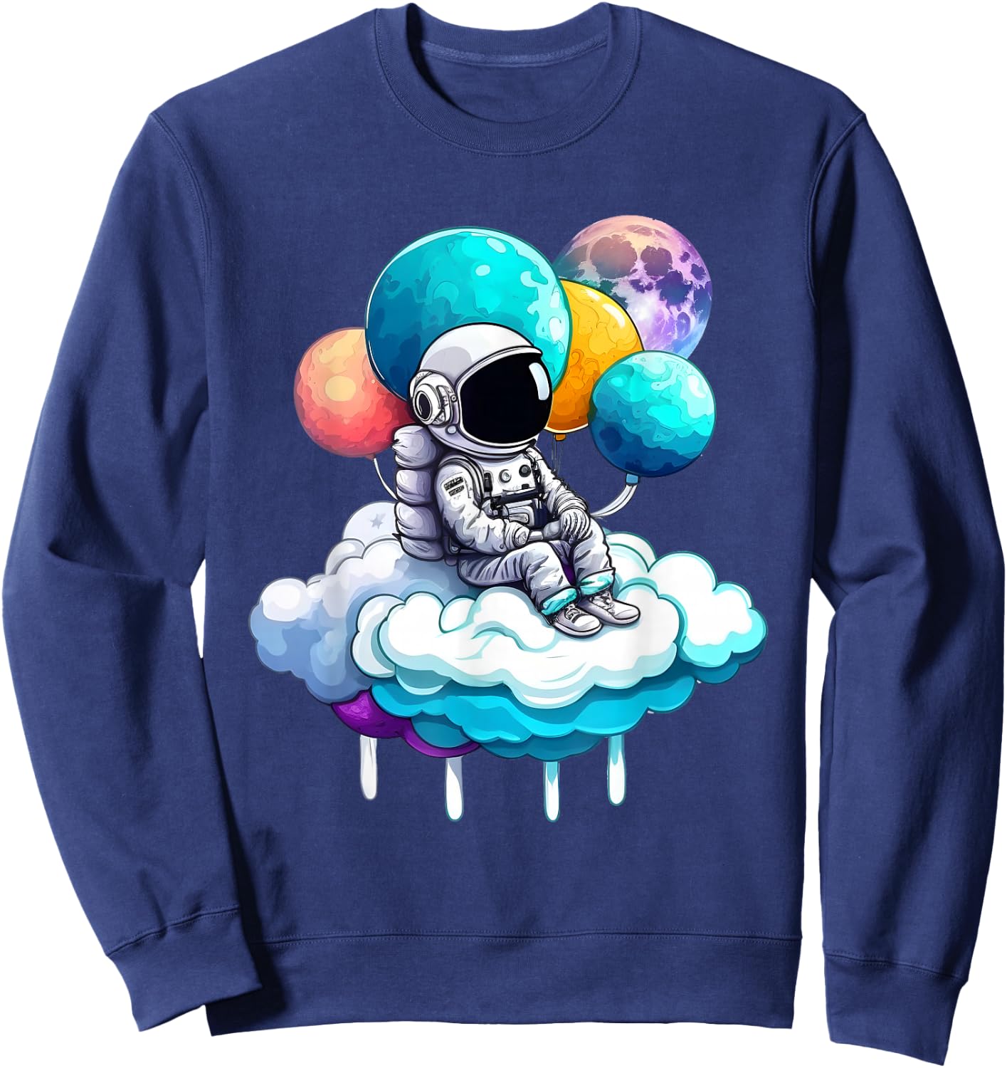 Cute Little Solar Sytsem Galaxy Cosmonaut Spaceman Astronaut Sweatshirt - Sweatshirt | Navy