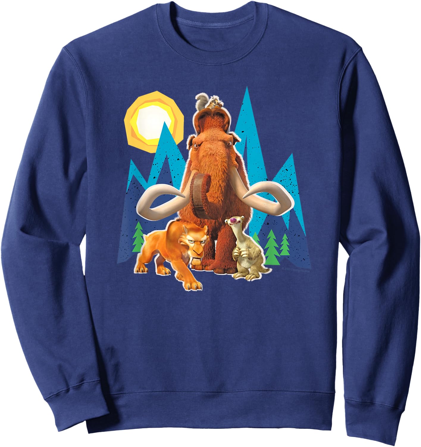 Ice Age Manfred Diego Sid and Scrat Cutout Mountains Sweatshirt - Sweatshirt | Navy