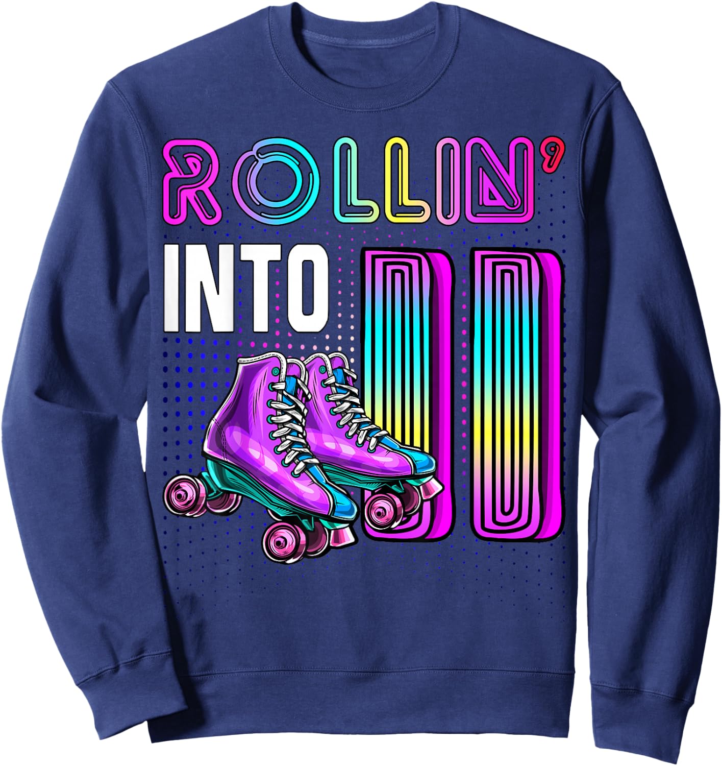 Rollin' into 11 Roller Skating Rink 11th Birthday Party Girl Sweatshirt - Sweatshirt | Navy