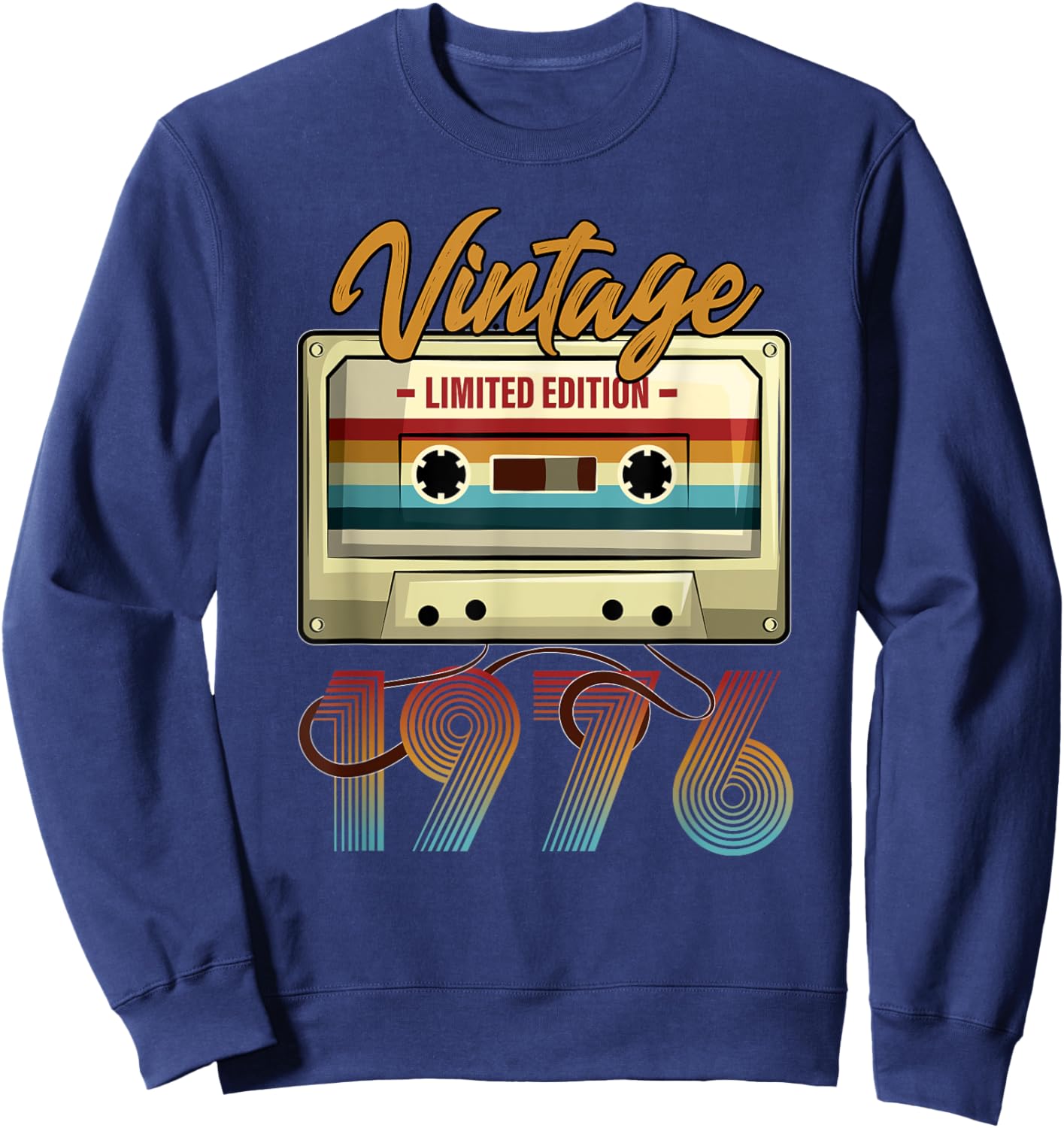 Vintage 1976 49th Birthday Cassette Tape Women B-Day Sweatshirt - Sweatshirt | Navy