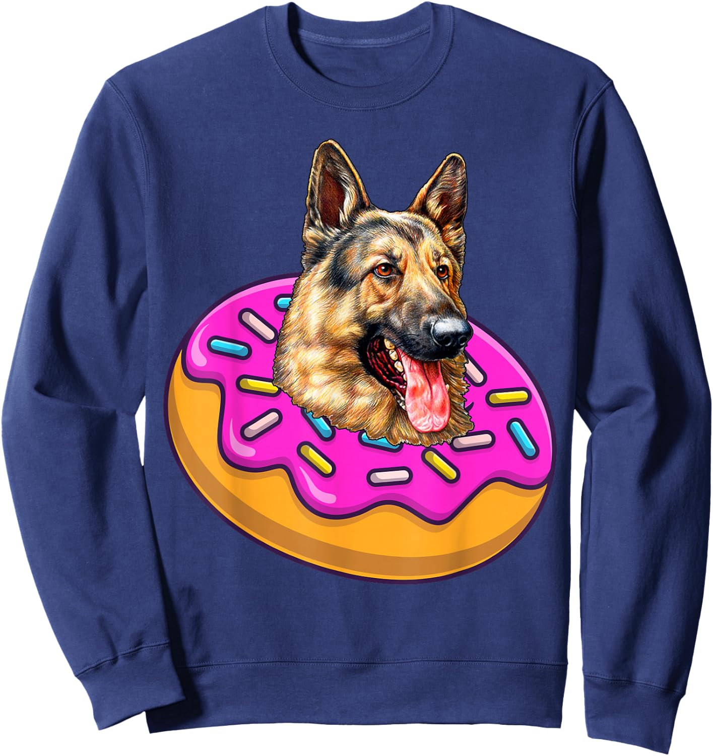 Funny German Shepherd Dog Donut Doughnut Lovers Bakers Kids Sweatshirt - Sweatshirt | Navy