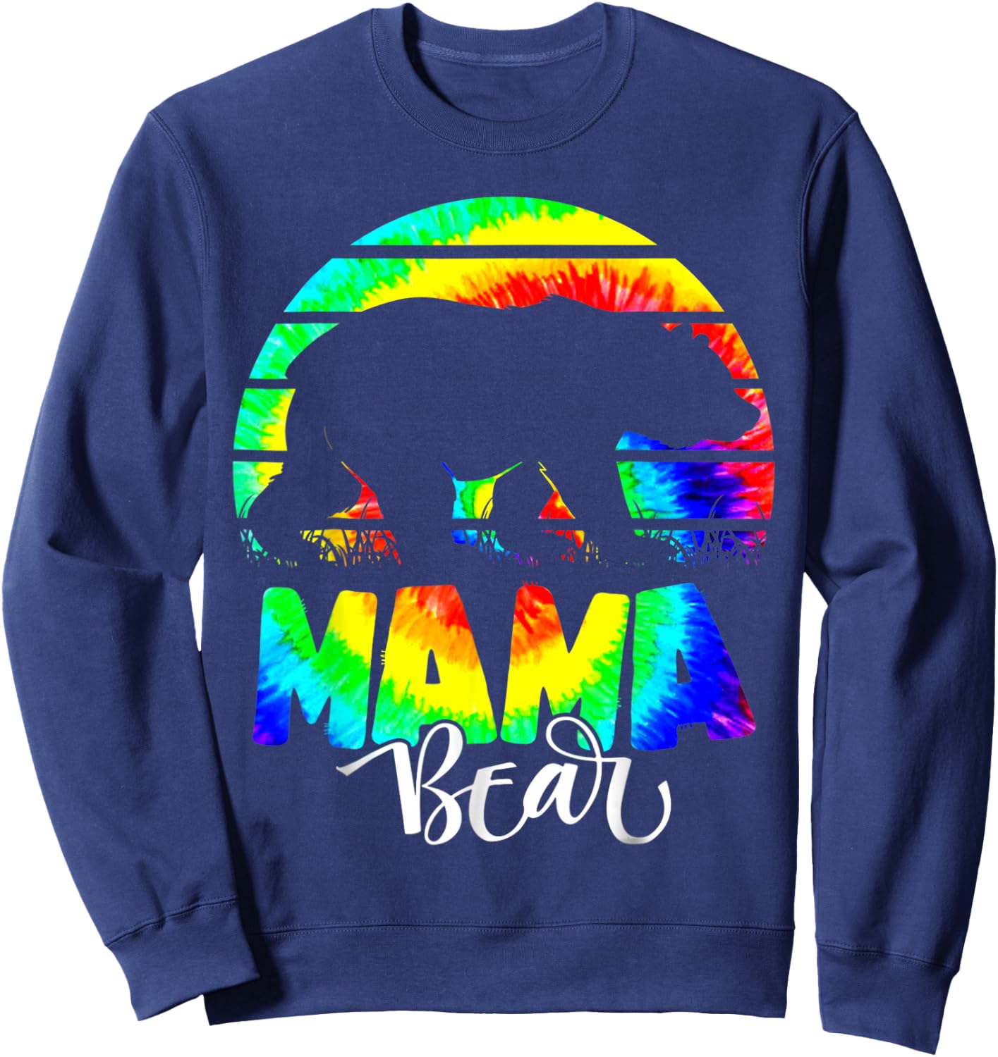 Mama Bear Tie-Dye Mother Mom Mommy Mother's Day Sweatshirt - Sweatshirt | Navy