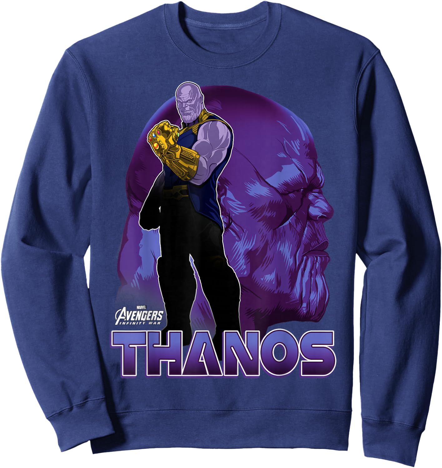 Marvel Infinity War Thanos Big Head Profile Graphic Sweatshirt - Sweatshirt | Navy