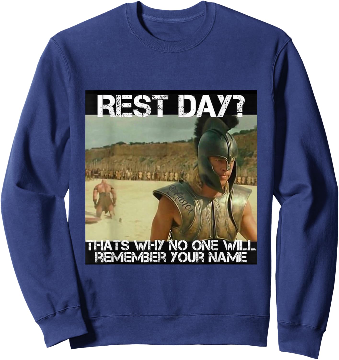Motivational Gym Shirt, Funny Fitness Shirt, Achilles Sweatshirt - Sweatshirt | Navy