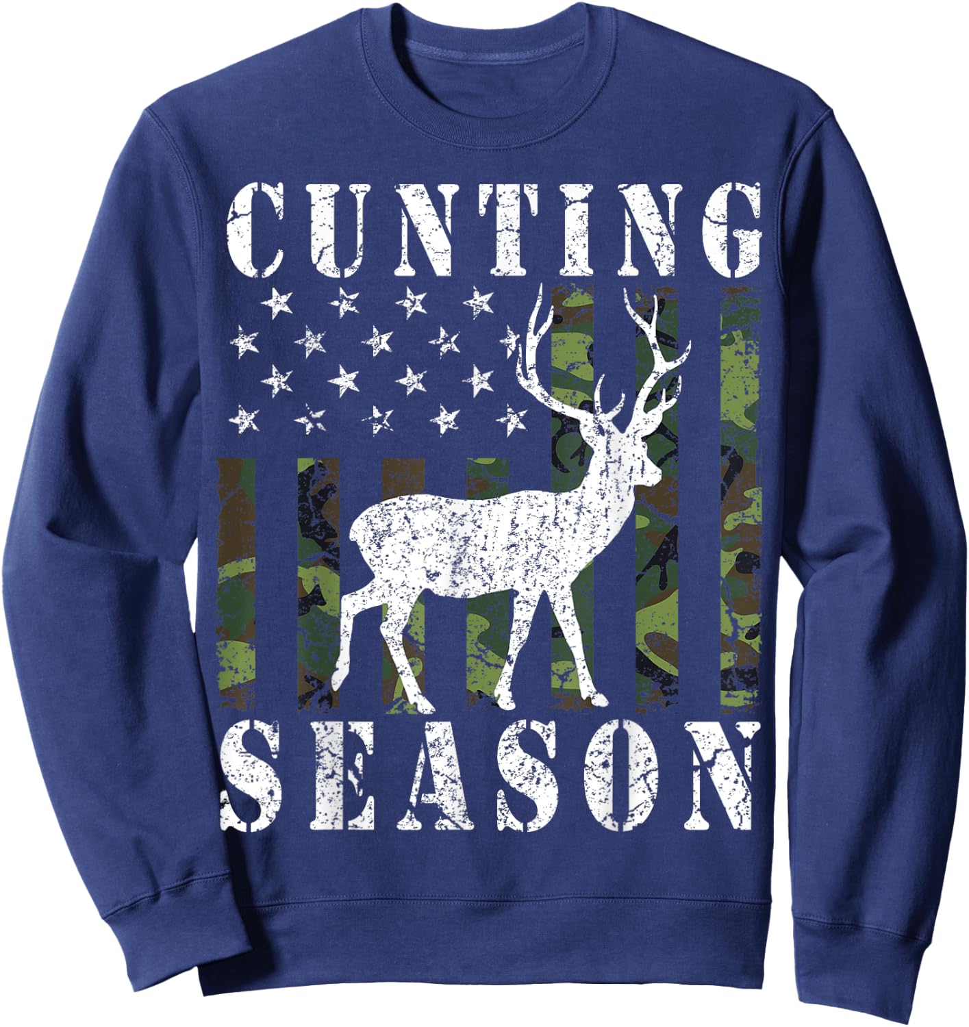 Cunting Season American Flag Counting Season Activist Funny Sweatshirt - Sweatshirt | Navy