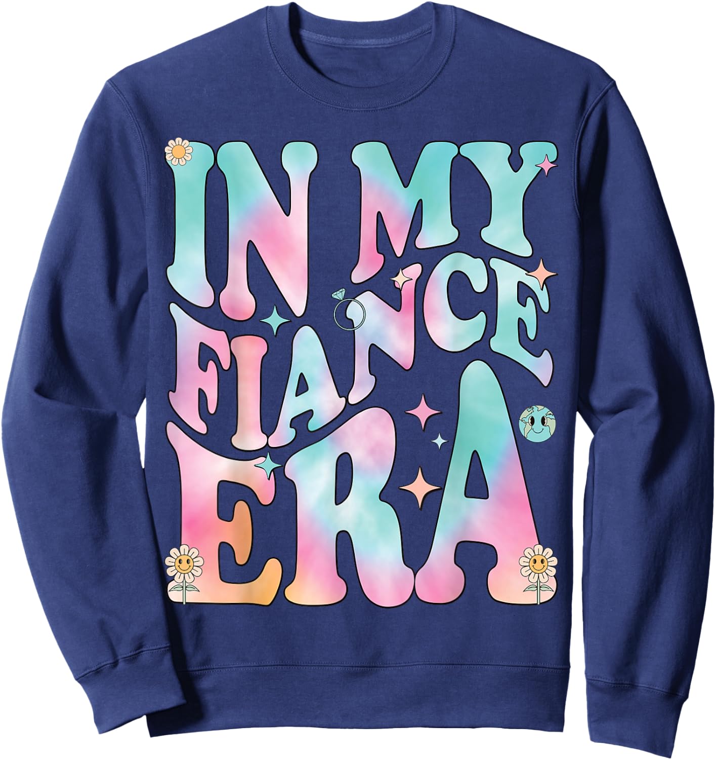 In My Fiance Era Groovy Retro, In My Fiance Era Sweatshirt - Sweatshirt | Navy