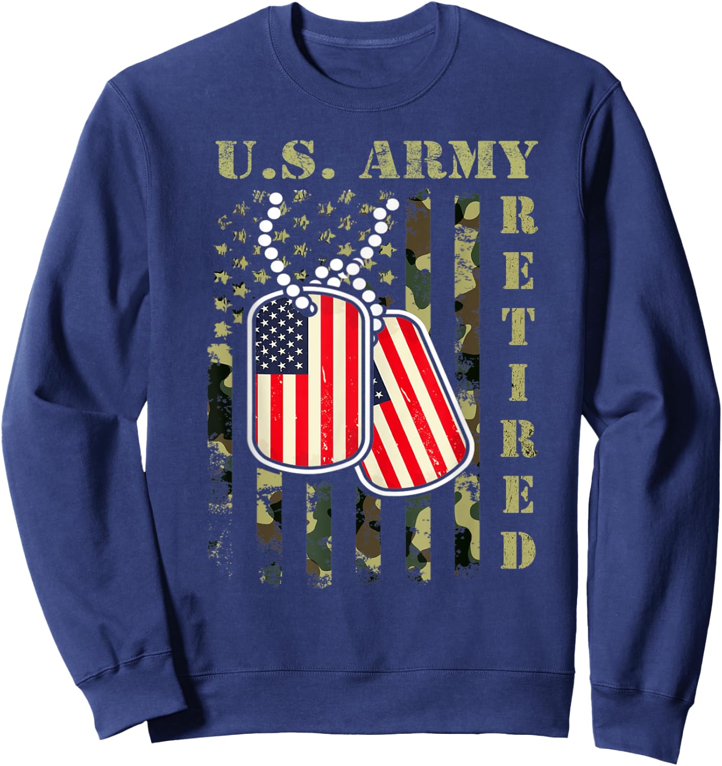 Proud US Army Veteran, Retired Army Veteran, Grumpy Old Vet Sweatshirt - Sweatshirt | Navy