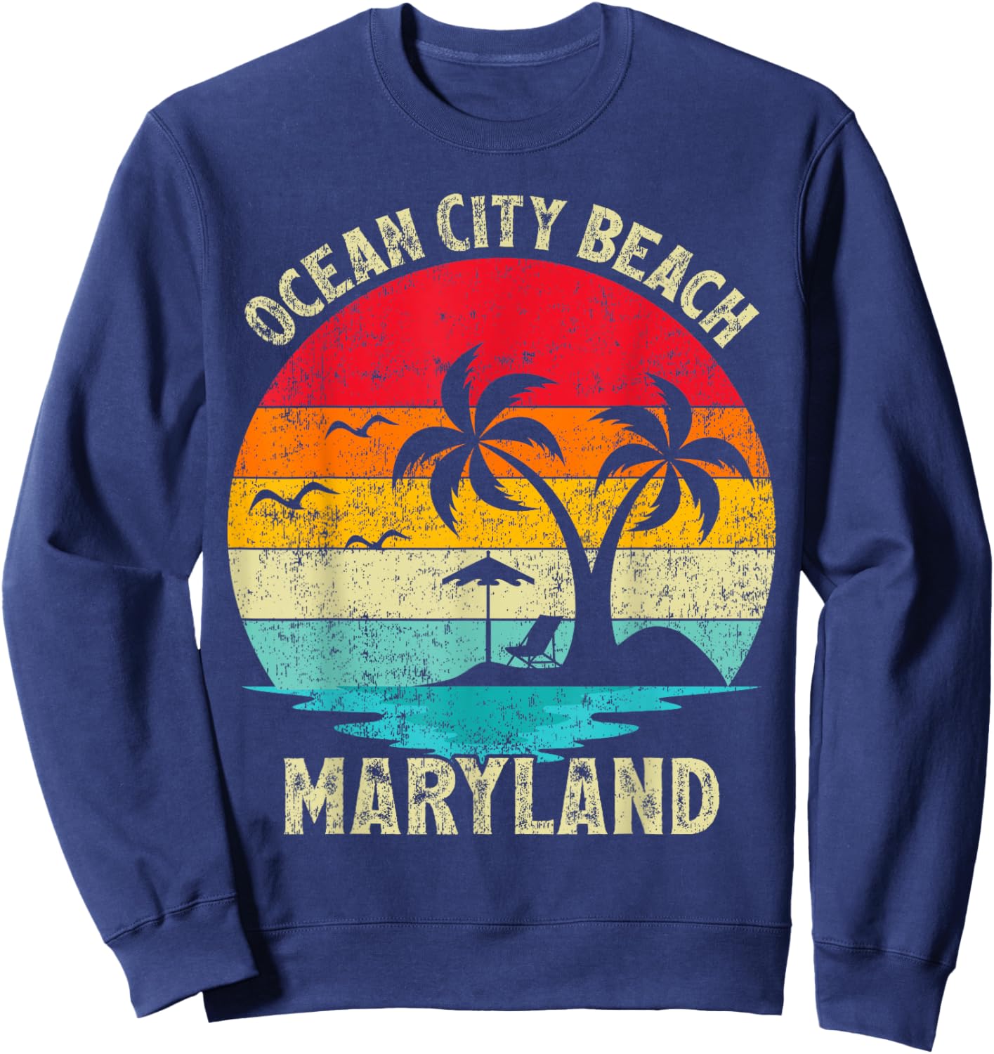 Family Vacation Vintage Retro Maryland Ocean City Beach Sweatshirt - Sweatshirt | Navy
