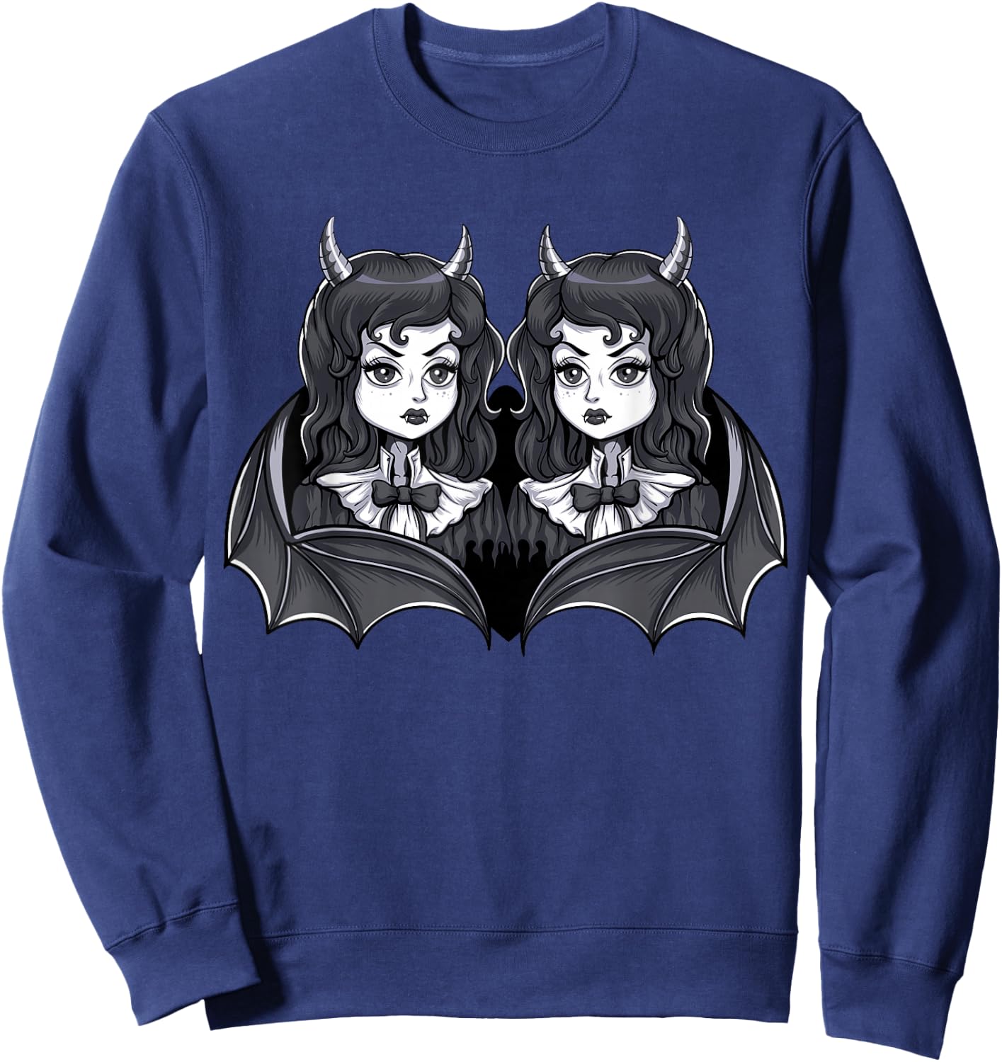 Gothic Victorian Siamese Twins Witch Demon Vampire Girls Sweatshirt - Sweatshirt | Navy