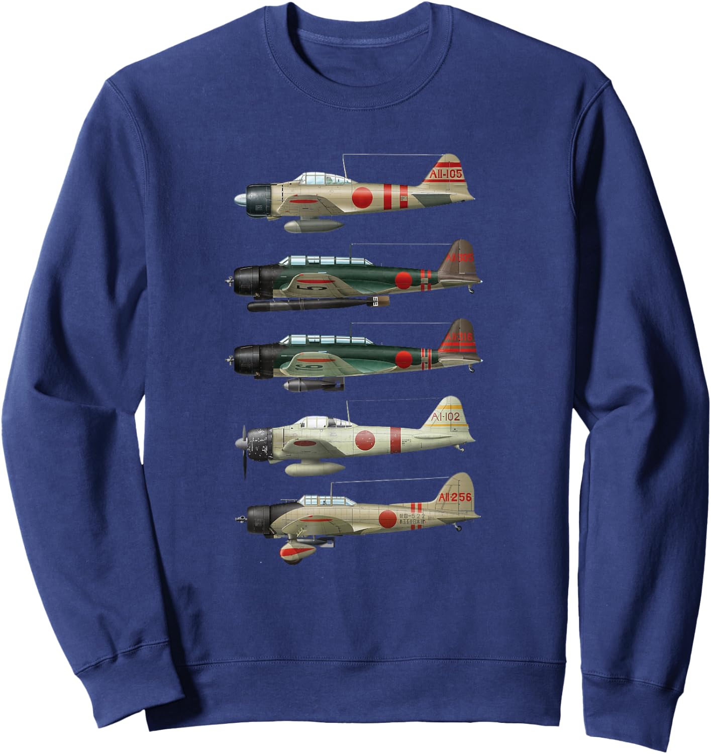 A6M Zero is a Japan WW2 fighter aircraft Sweatshirt - Sweatshirt | Navy