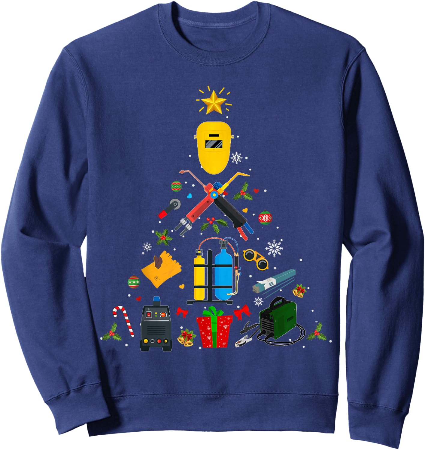 Welder Welding Christmas Ornament Tree Xmas Holiday 2021 Sweatshirt - Sweatshirt | Navy