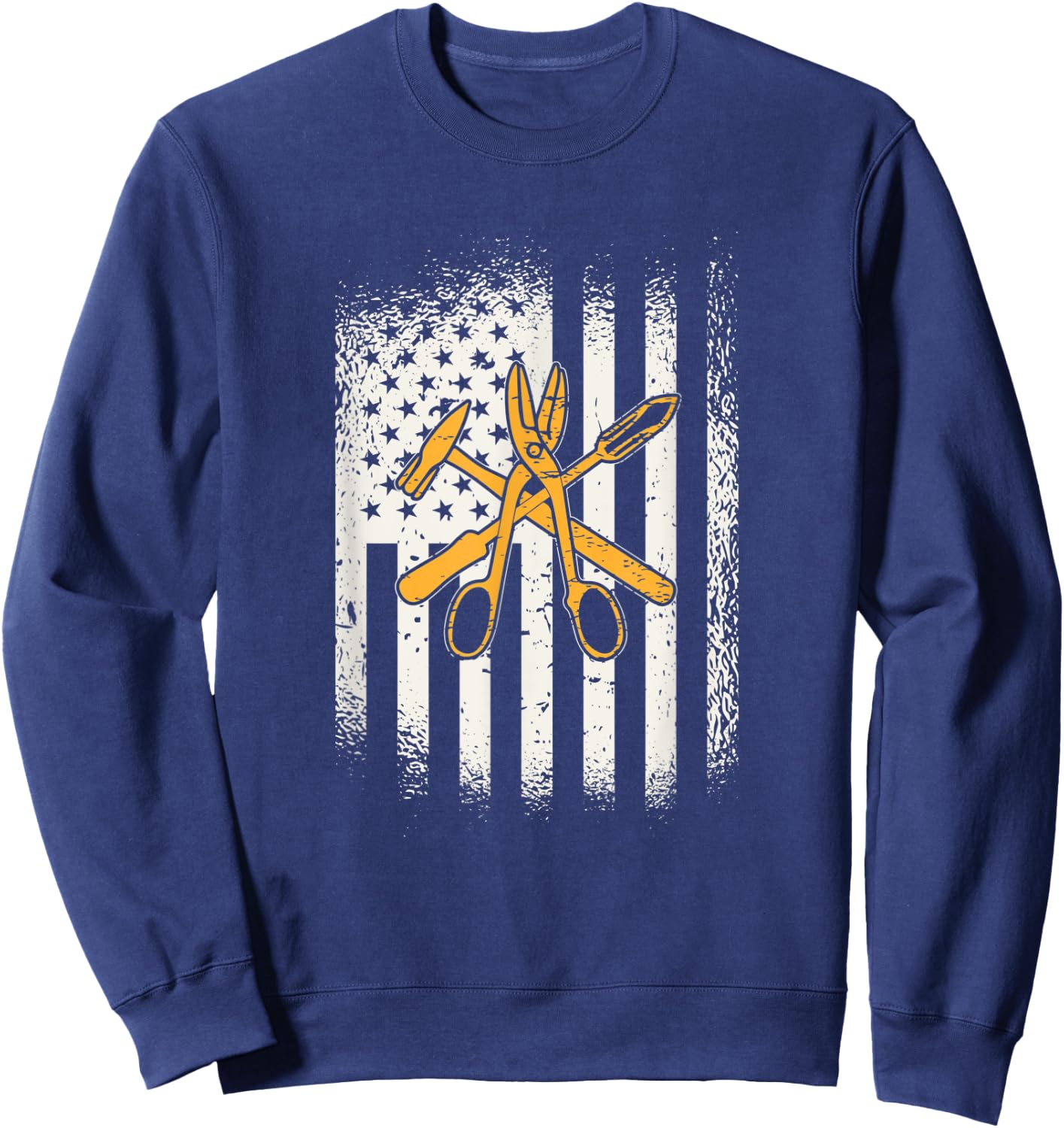 Sheet Metal Workers Flag Hammer Cutting Tools Sweatshirt - Sweatshirt | Navy