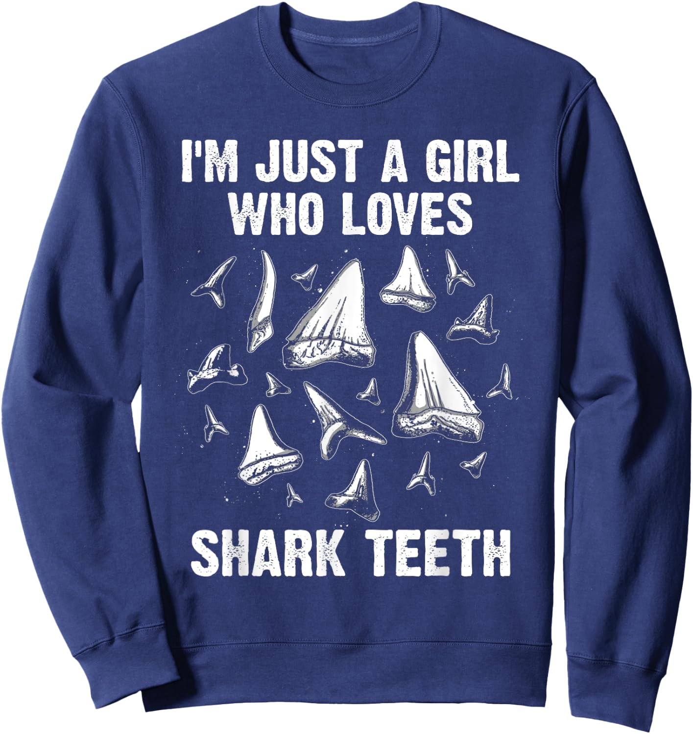 Funny Shark Teeth Design Girls Women Fossil Collecting Lover Sweatshirt - Sweatshirt | Navy