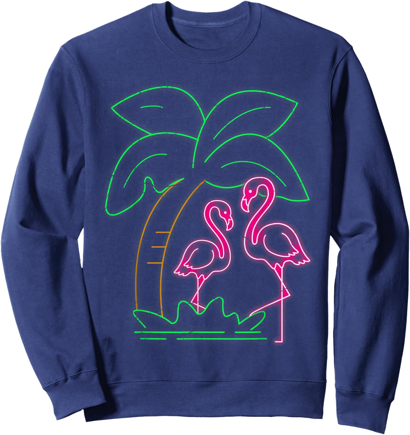 Exotic Bird Flamingos Tropical Animal Palm Tree Flamingo Sweatshirt - Sweatshirt | Navy