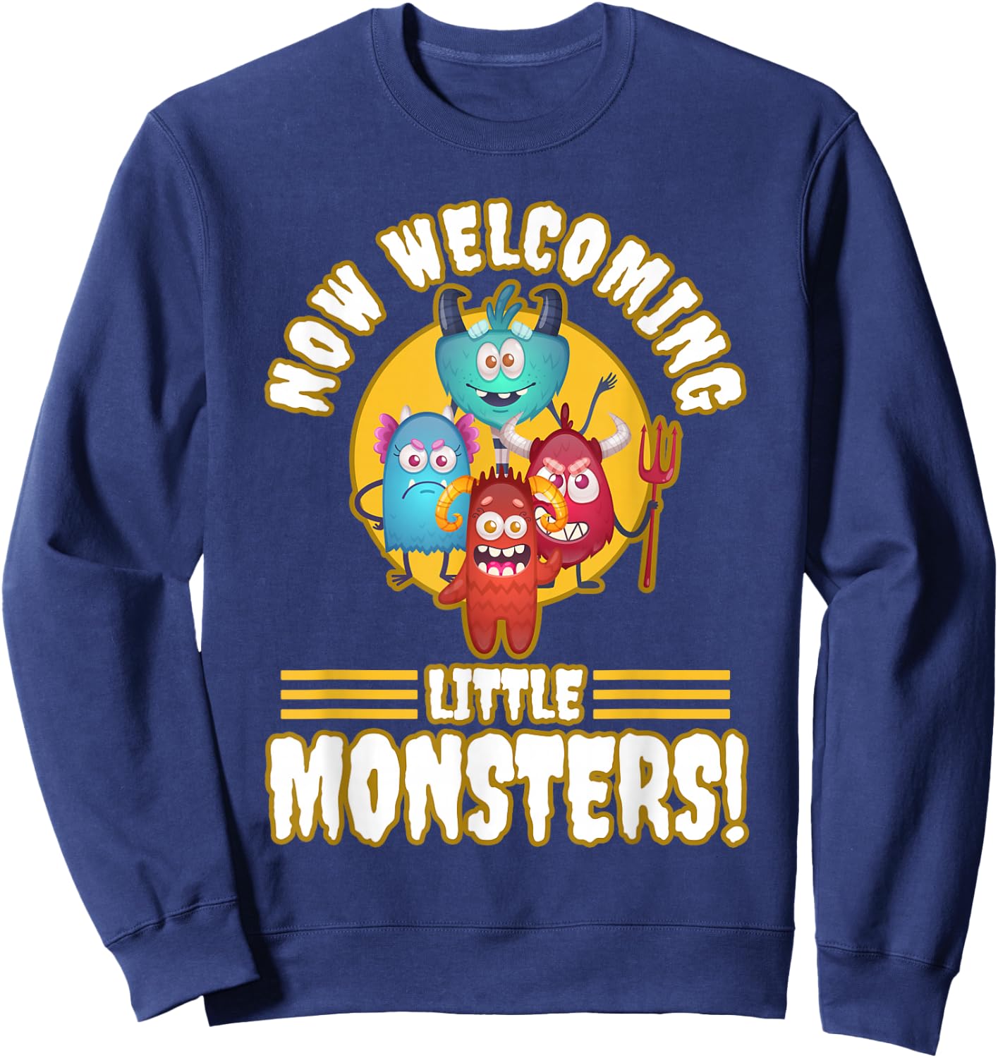 Now Welcoming Little Monsters Halloween Costume For Adults Sweatshirt - Sweatshirt | Navy