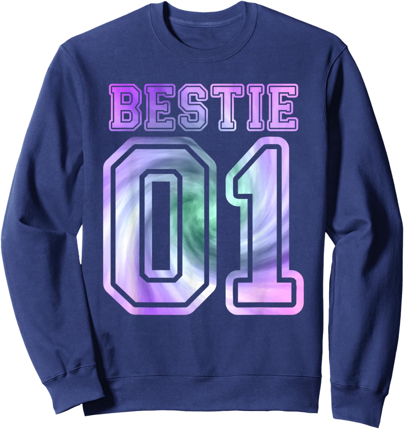 BFF 01 Best Friend Matching Bestie Tie Dye Sweatshirt - Sweatshirt | Navy