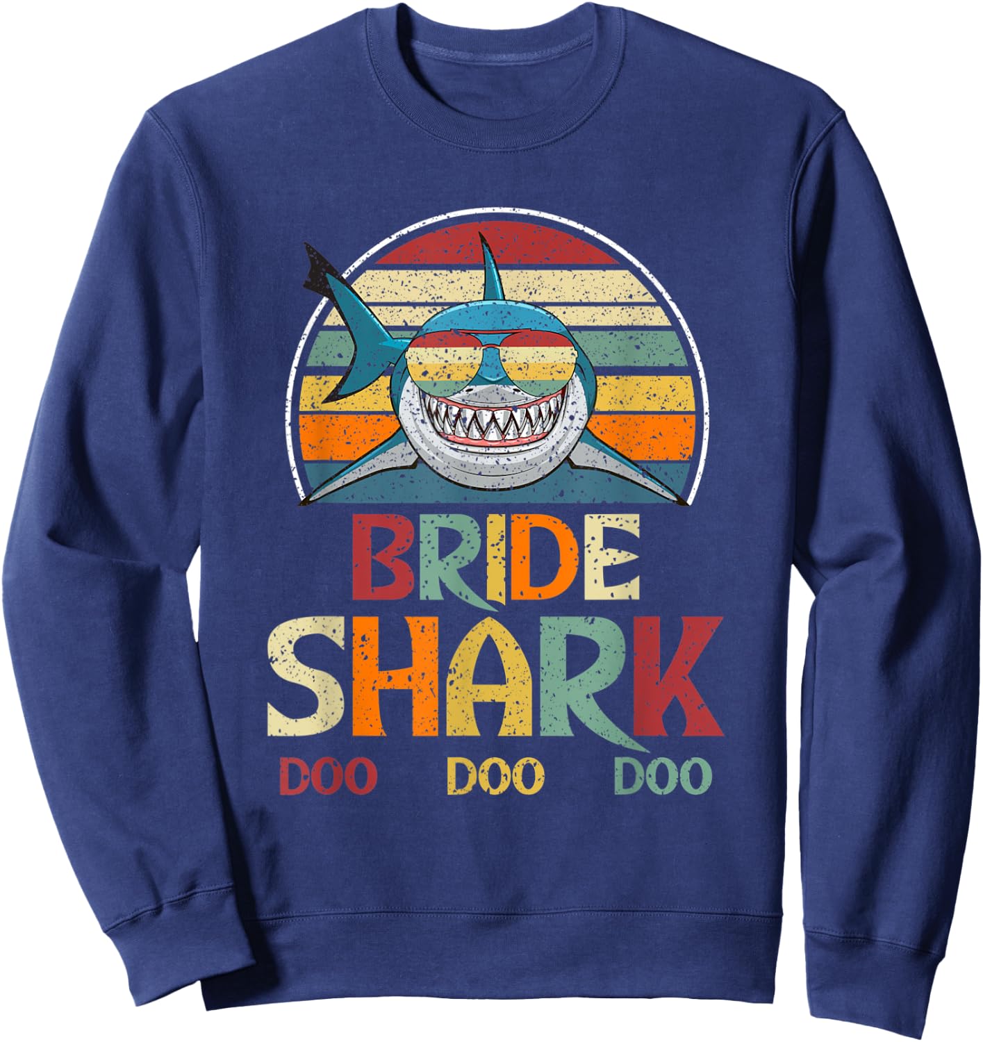 Retro Vintage Bride Shark Wedding Gift Sweatshirt - Sweatshirt | Navy