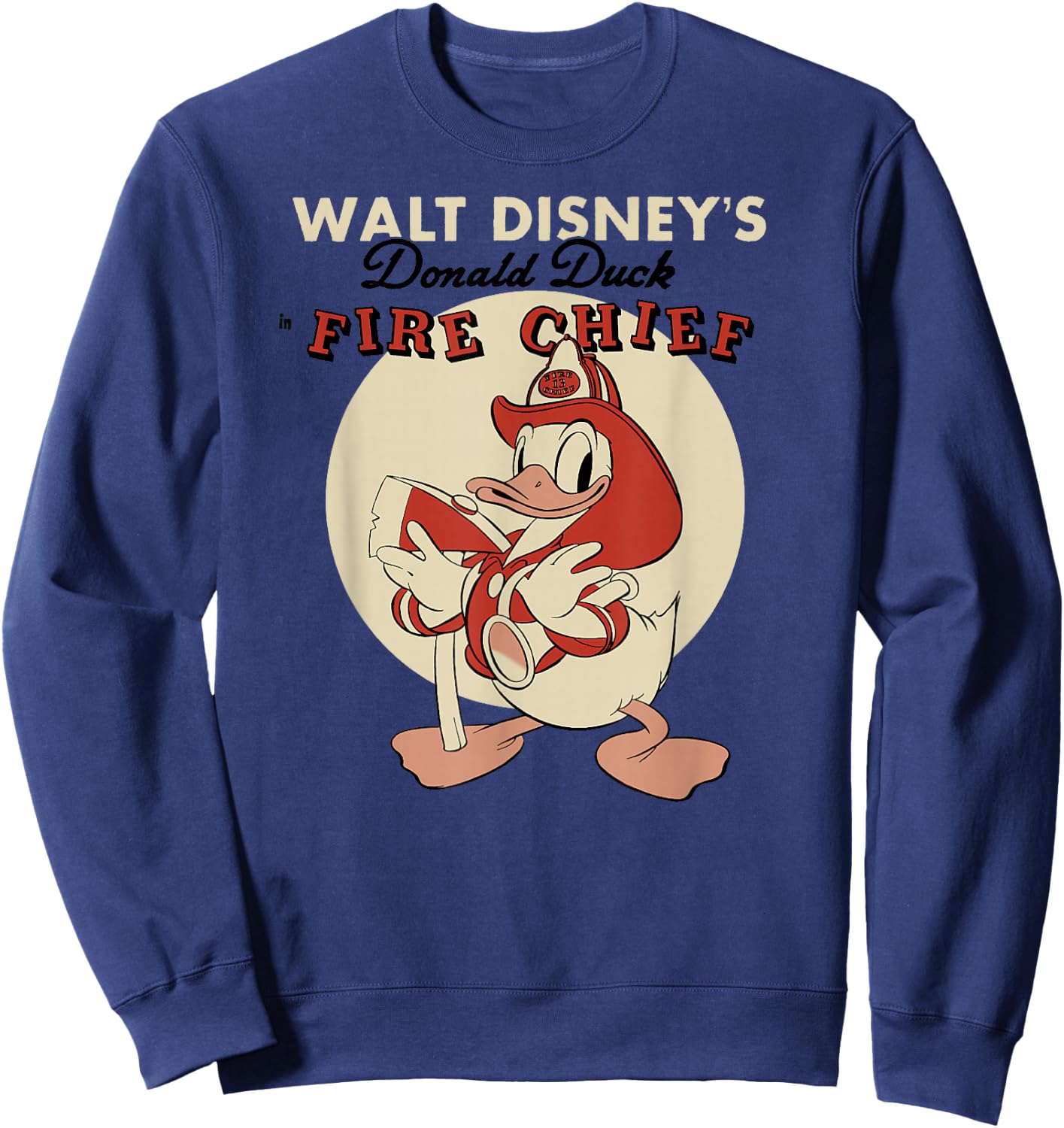 Disney Mickey and Friends Vintage Donald Duck Fire Chief Sweatshirt - Sweatshirt | Navy