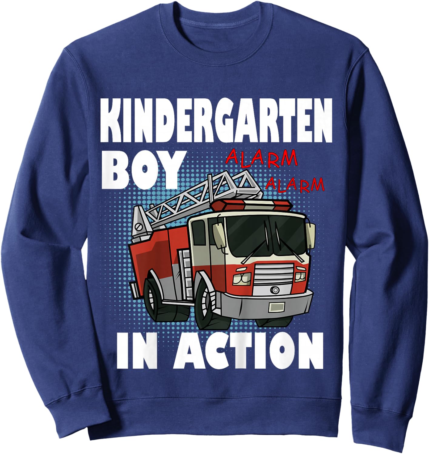 Kids Cool Fire truck in Action Back to School Kindergarten Boy Sweatshirt - Sweatshirt | Navy