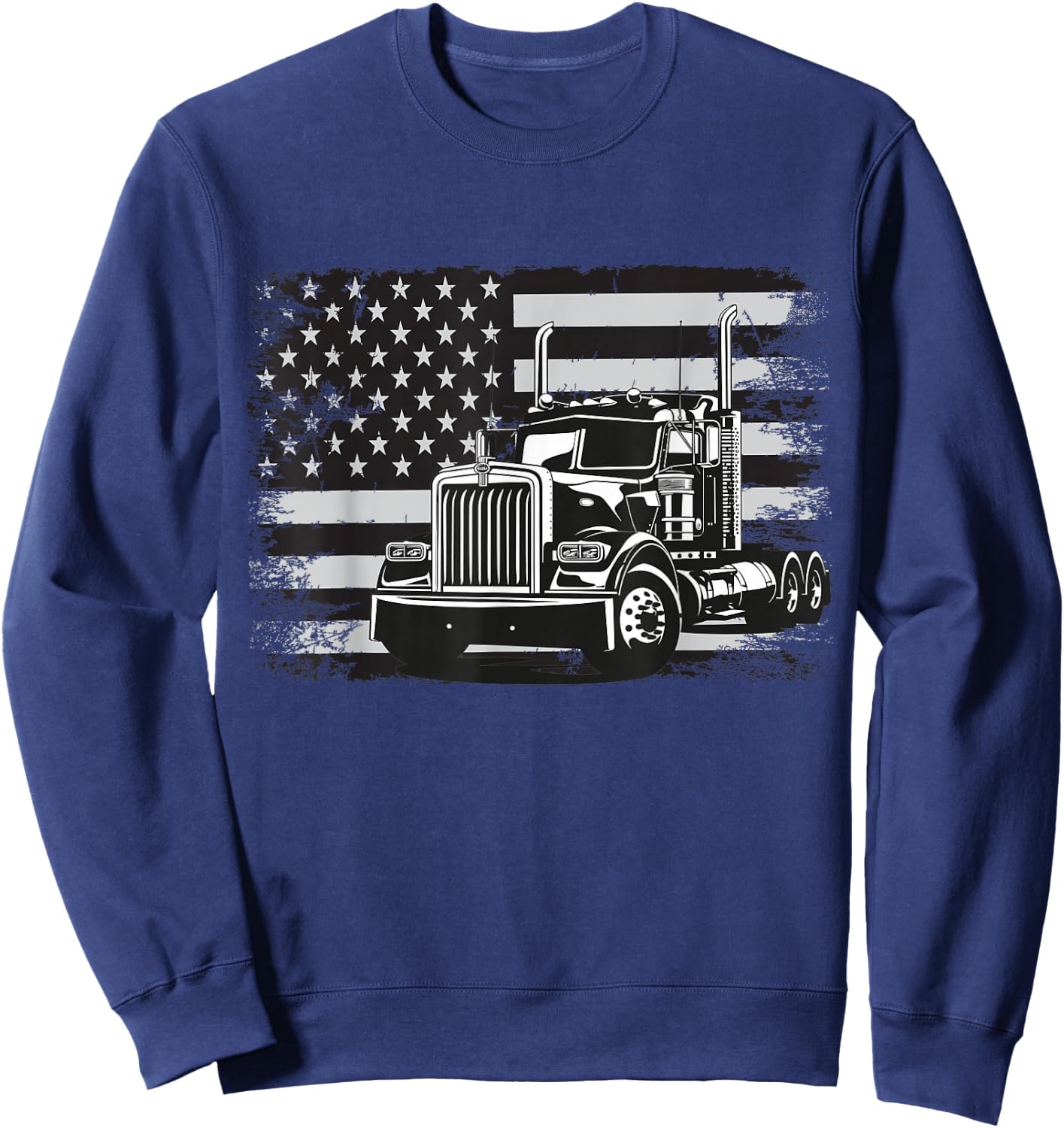 US American Flag Semi Truck Driver Sweatshirt - Sweatshirt | Navy