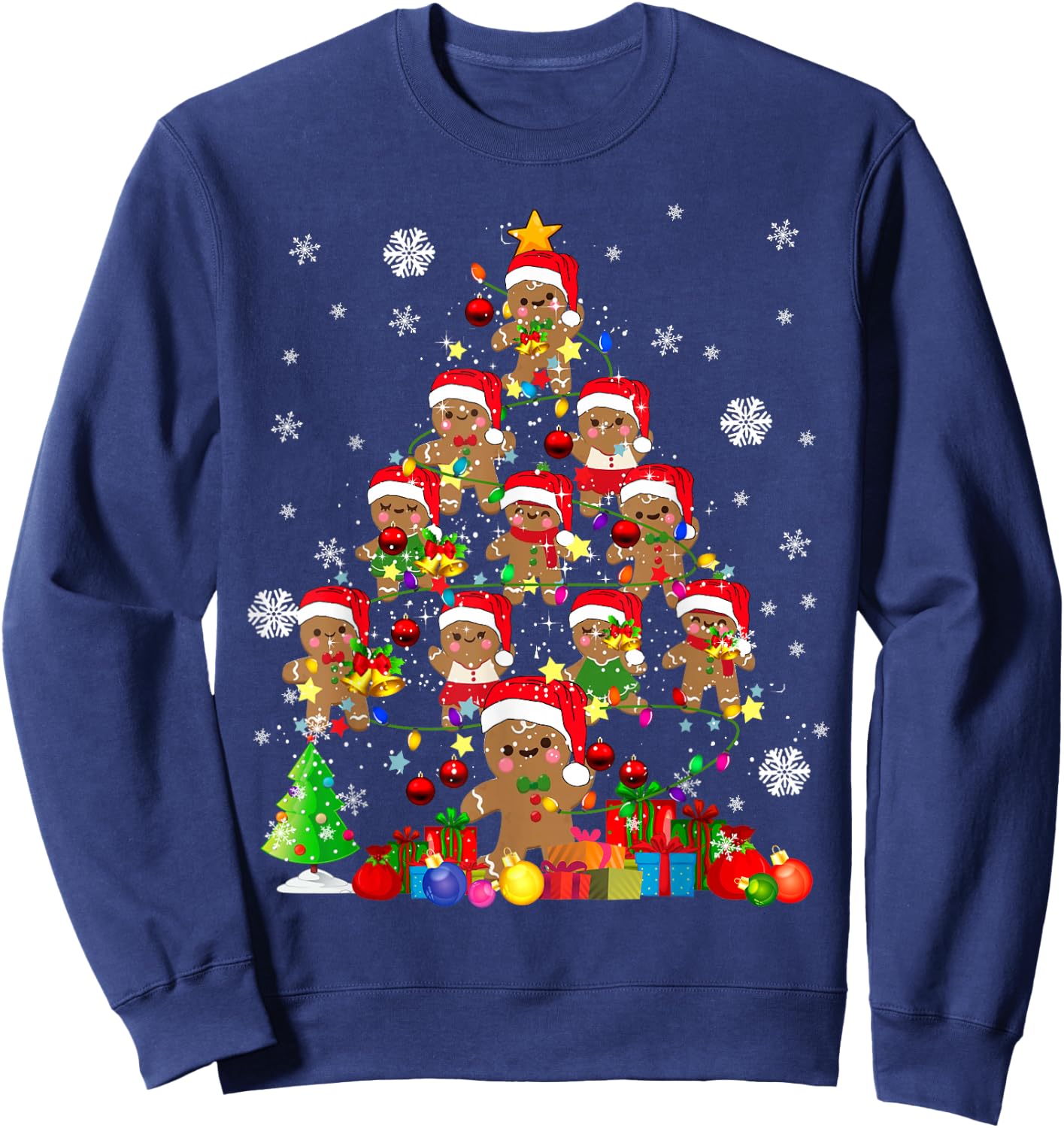 Christmas Tree Gingerbread Christmas Santa Gingerbread Sweatshirt - Sweatshirt | Navy