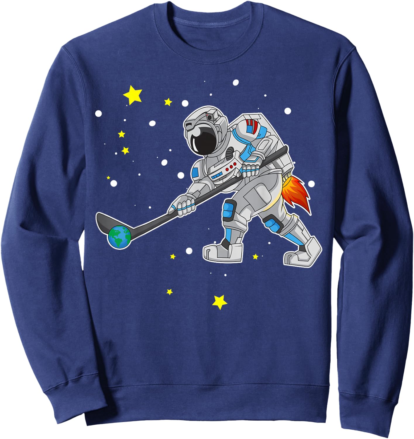 Astronaut Playing Hockey in Outer Space Sweatshirt - Sweatshirt | Navy