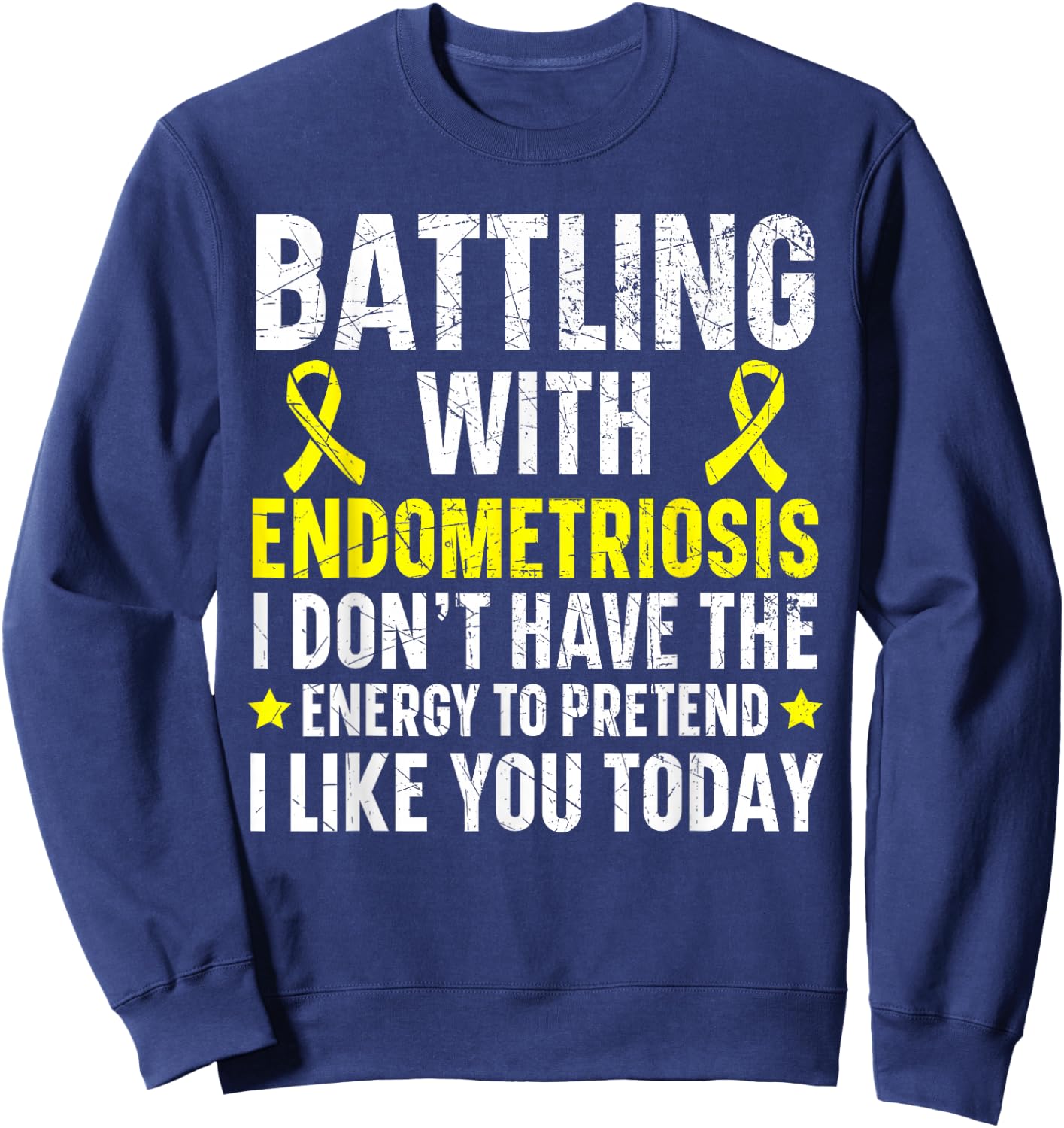 Battling With Endometriosis Awareness Disease Sweatshirt - Sweatshirt | Navy